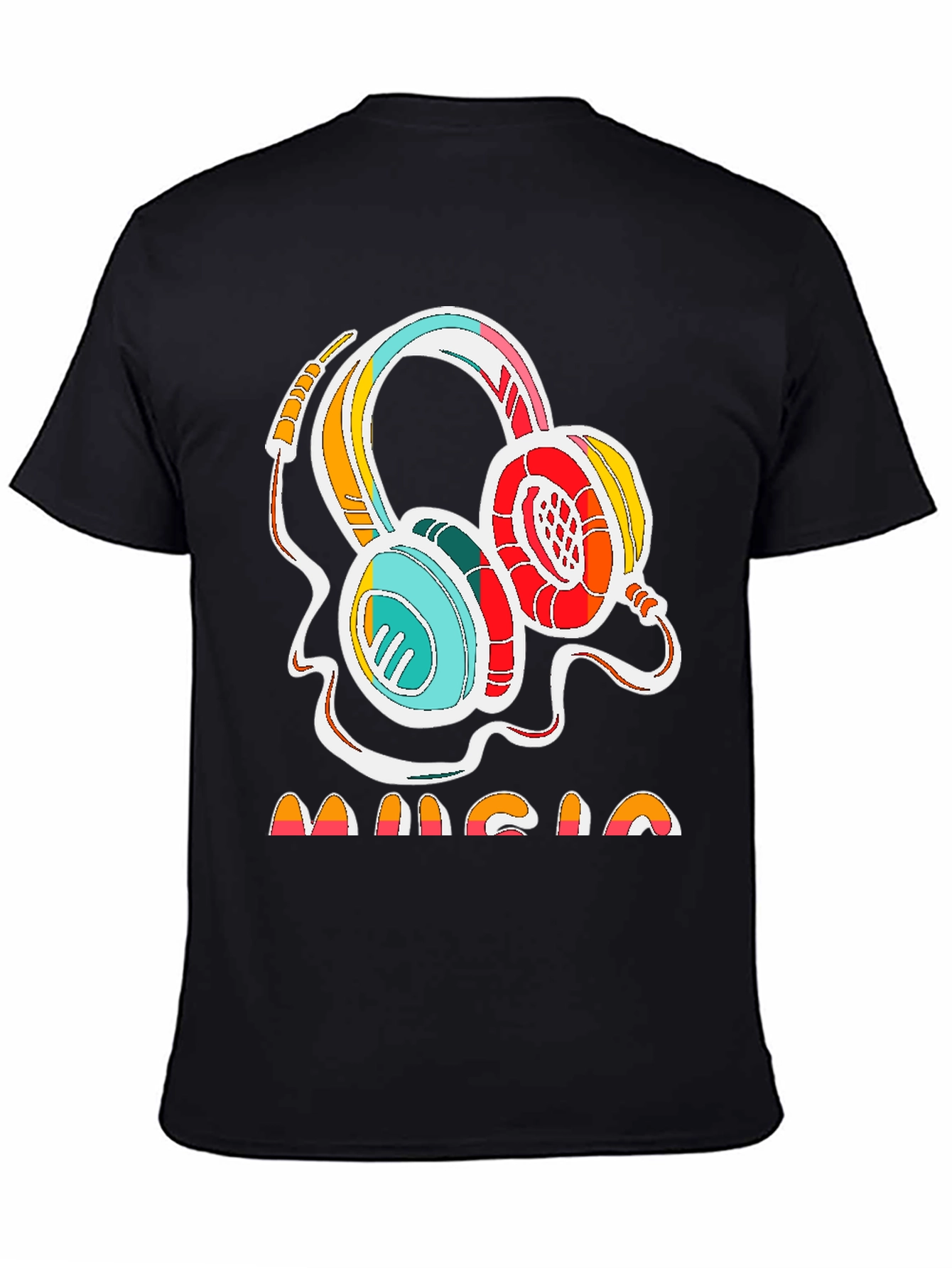 Retro Music Headphones Graphic Tee - Stylish Cotton Shirt