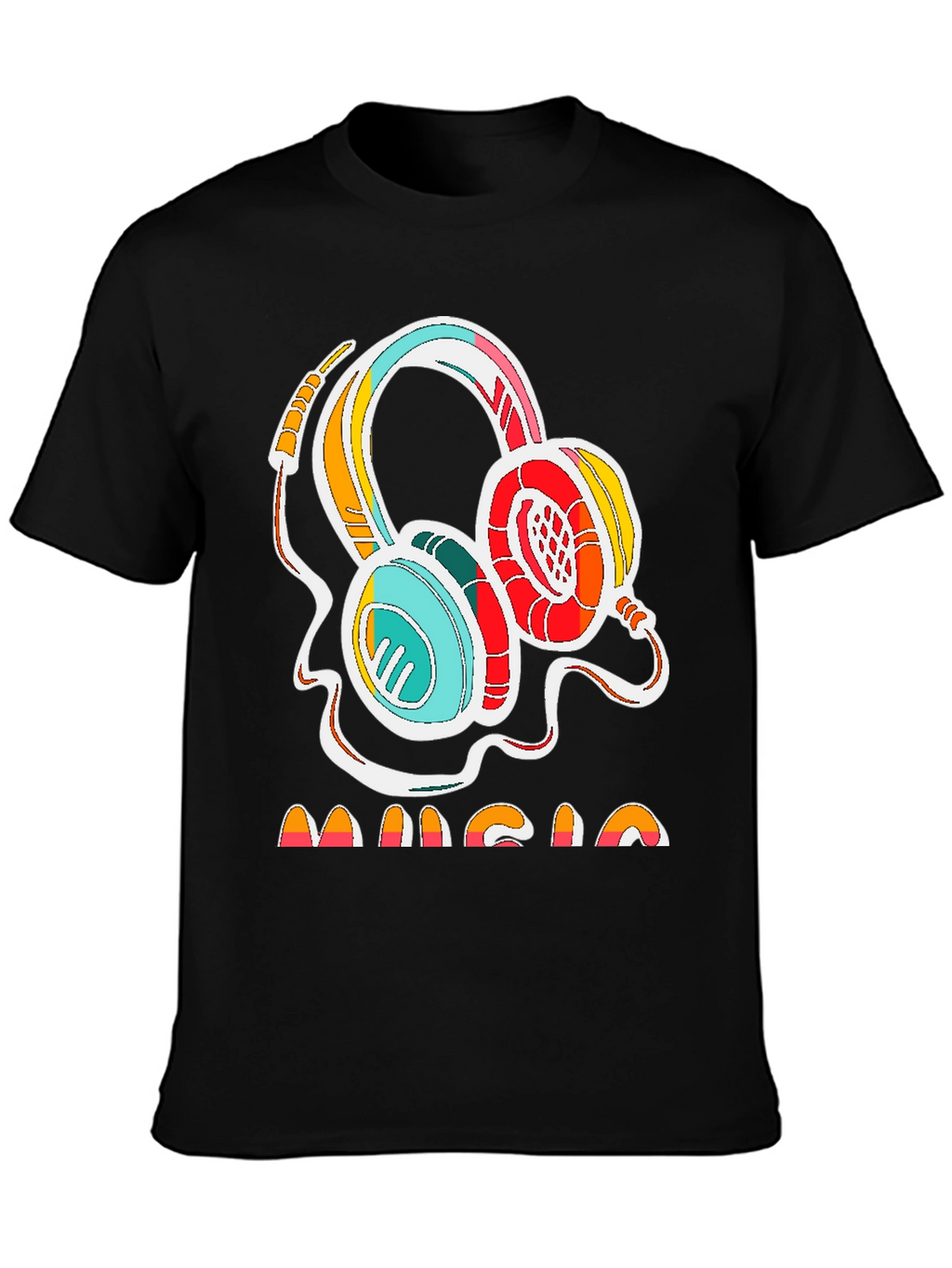 Retro Music Headphones Graphic Tee - Stylish Cotton Shirt