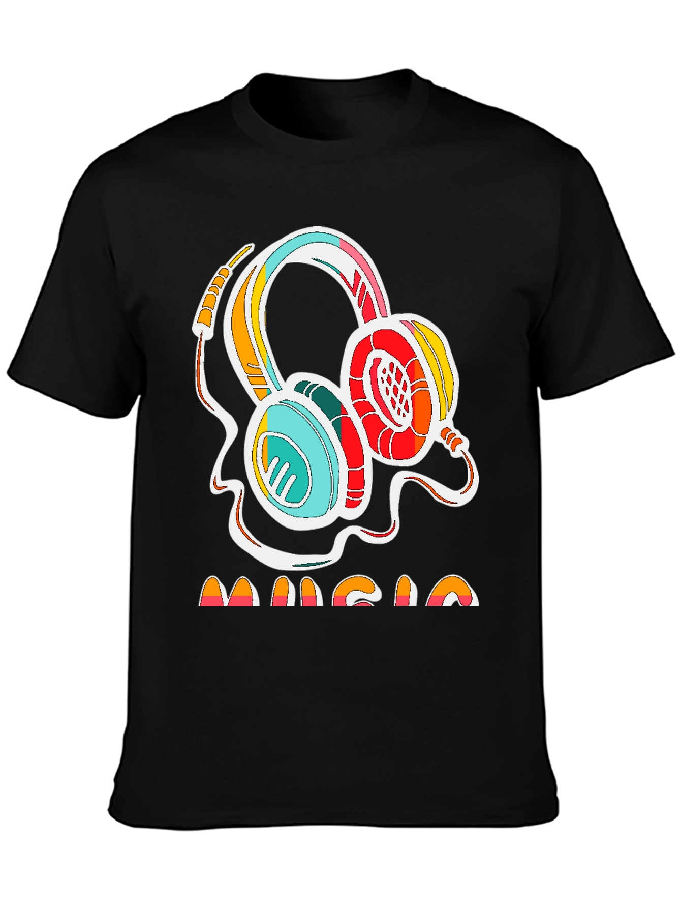 Retro Music Headphones Graphic Tee - Stylish Cotton Shirt