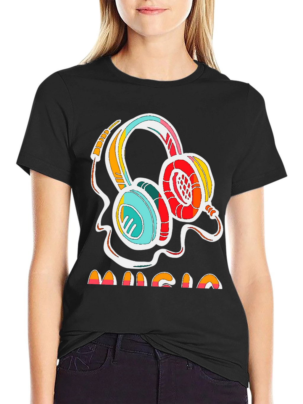 Retro Music Headphones Graphic Tee - Stylish Cotton Shirt