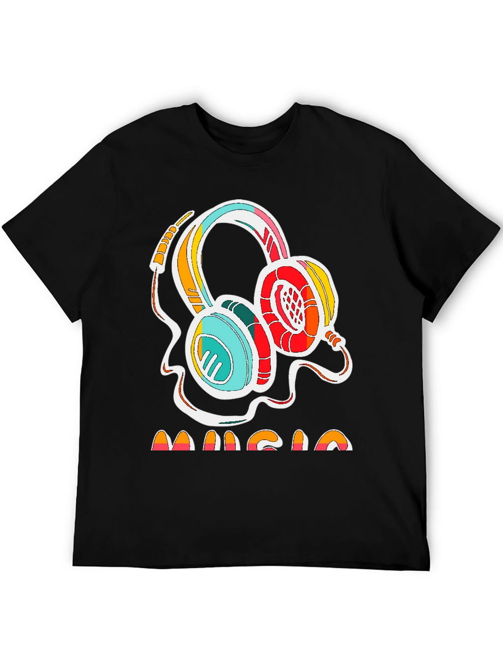 Retro Music Headphones Graphic Tee - Stylish Cotton Shirt