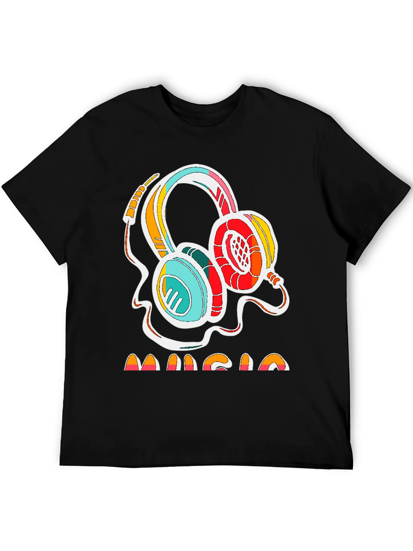 Retro Music Headphones Graphic Tee - Stylish Cotton Shirt