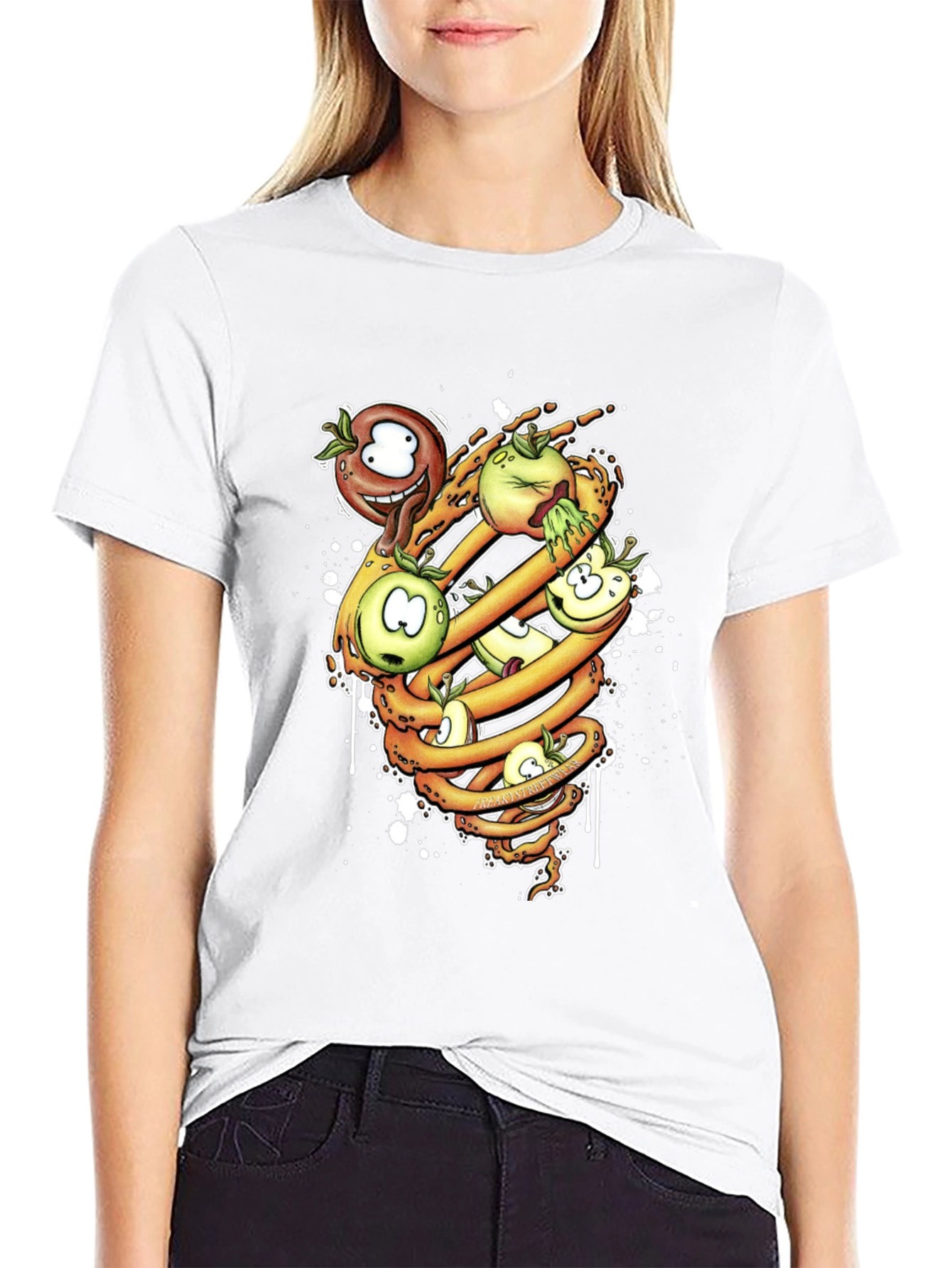Cartoon Apple Spiral T-Shirt