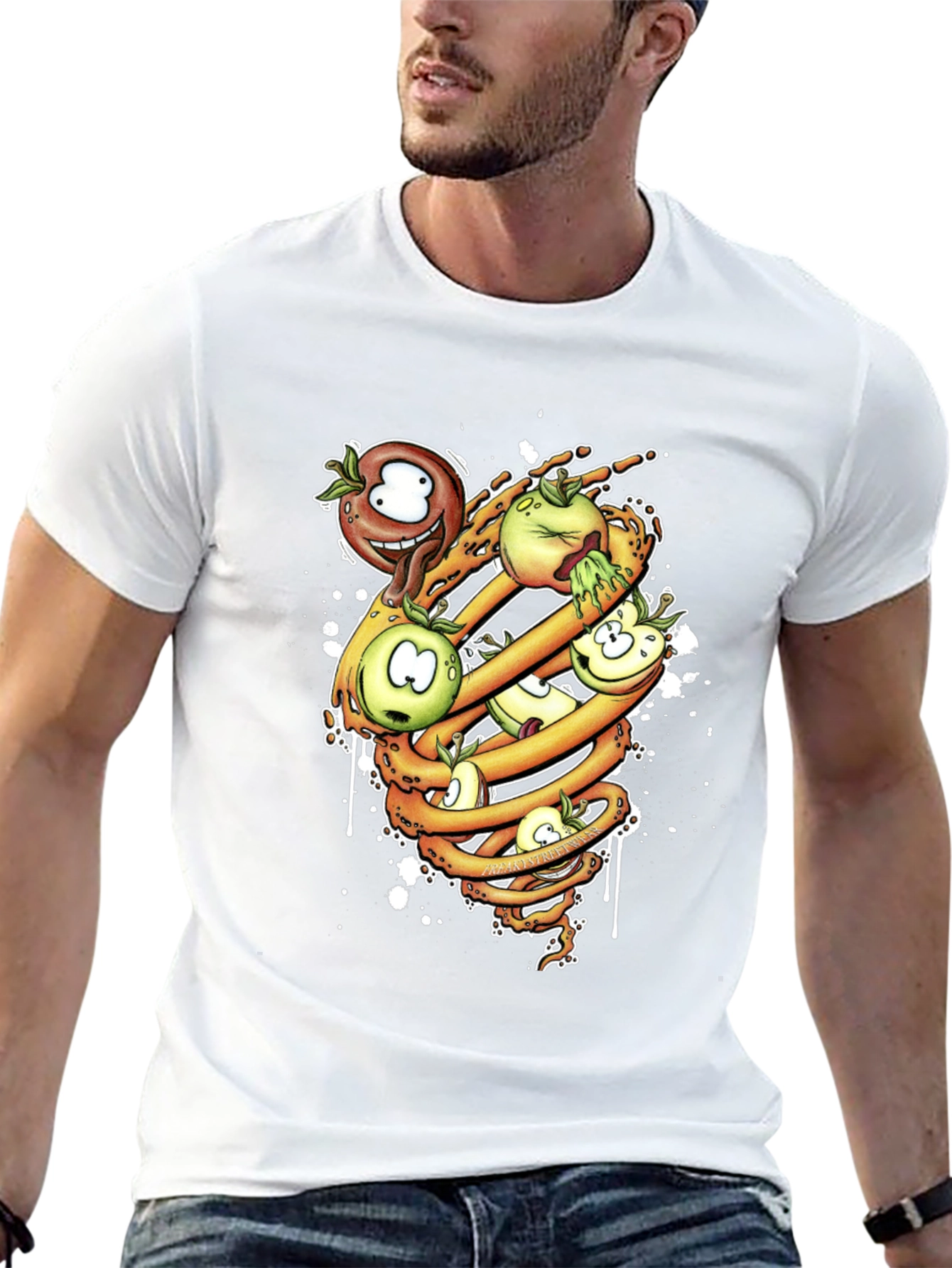 Cartoon Apple Spiral T-Shirt