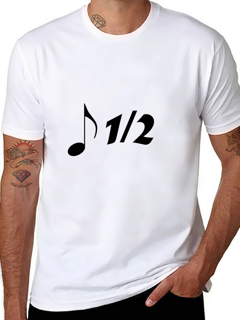 Musical Note 1/2 T-Shirt - Black