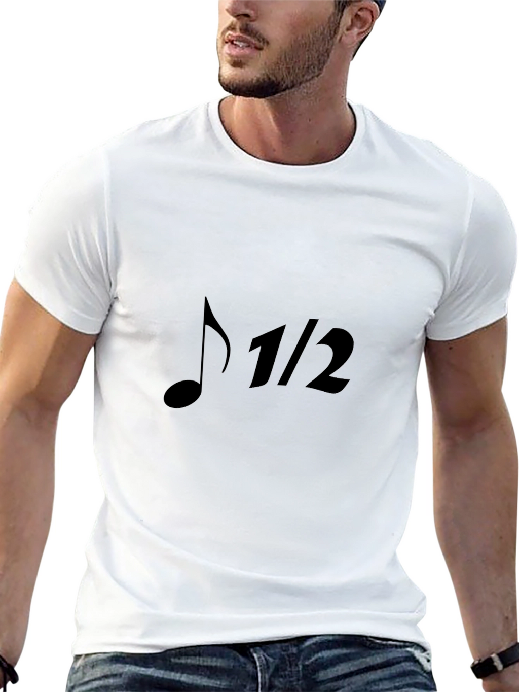 Musical Note 1/2 T-Shirt - Black