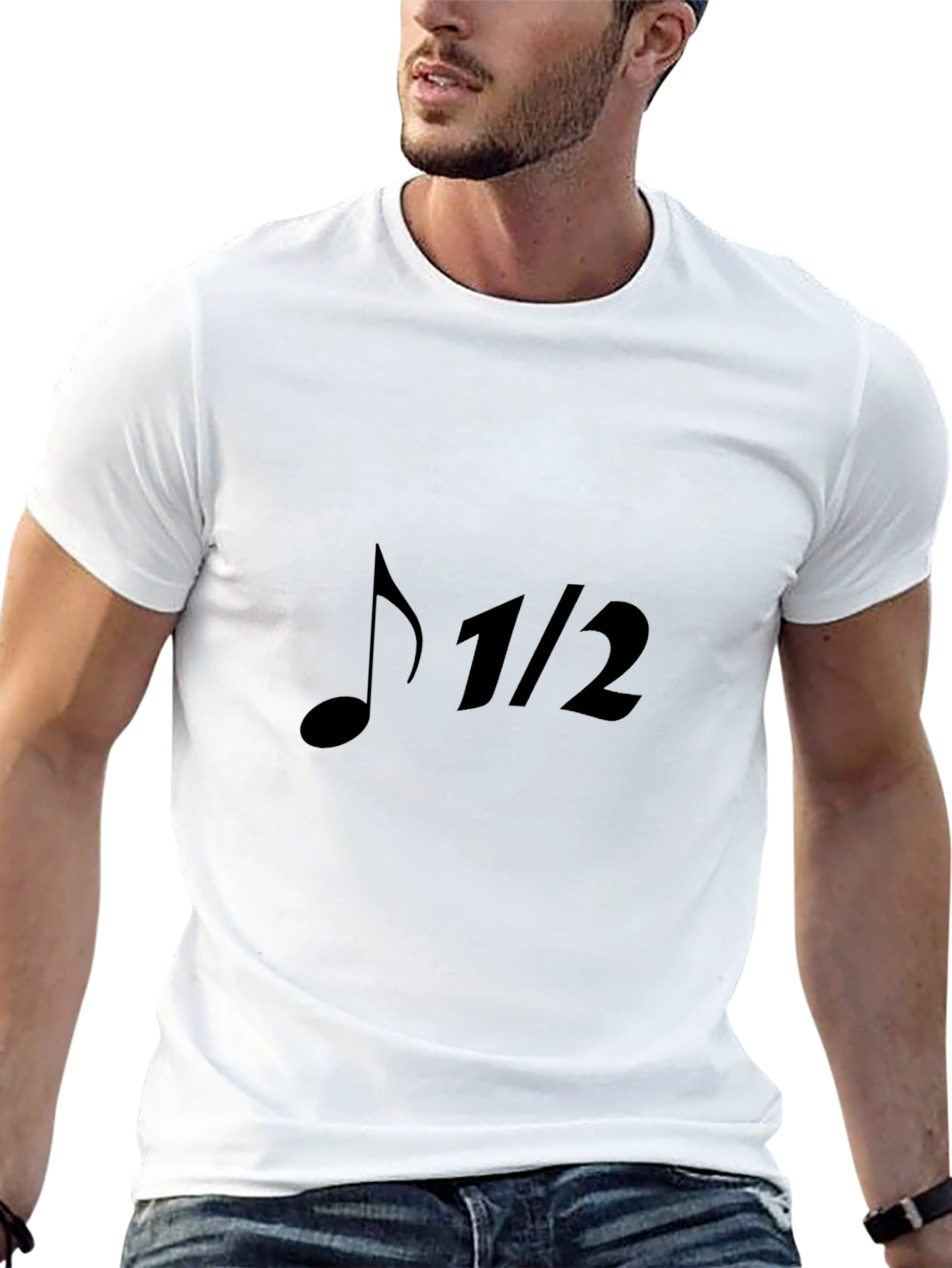 Musical Note 1/2 T-Shirt - Black