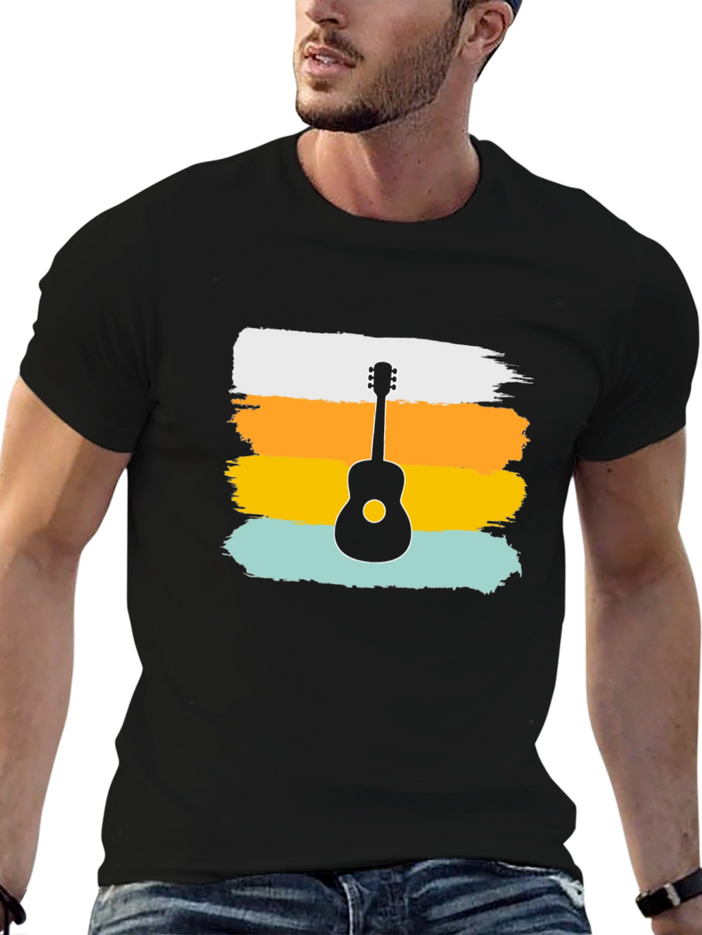Retro Guitar Graphic Tee - Stylish Music Lover Shirt