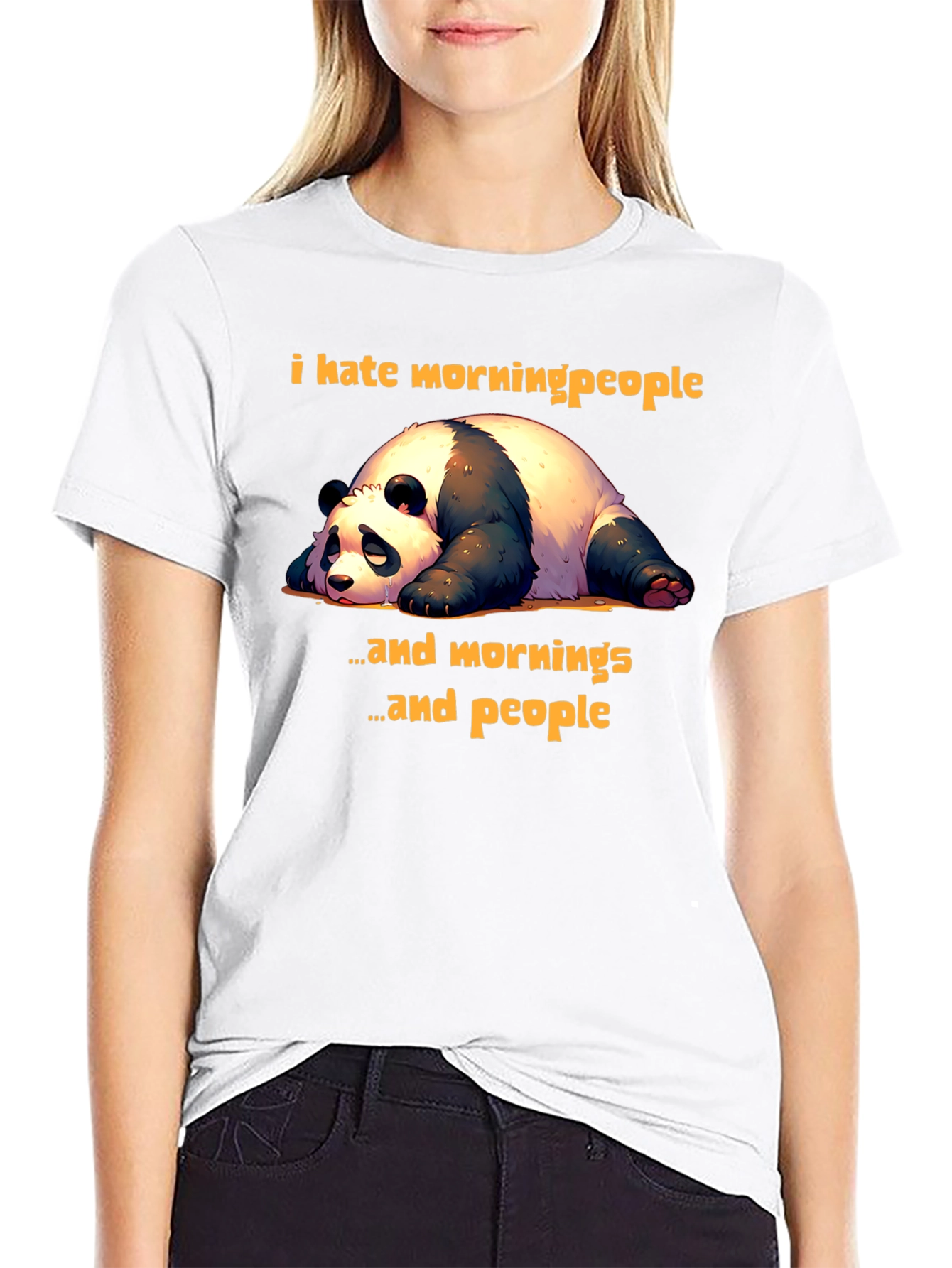 Funny Panda T-Shirt: I Hate Morning People