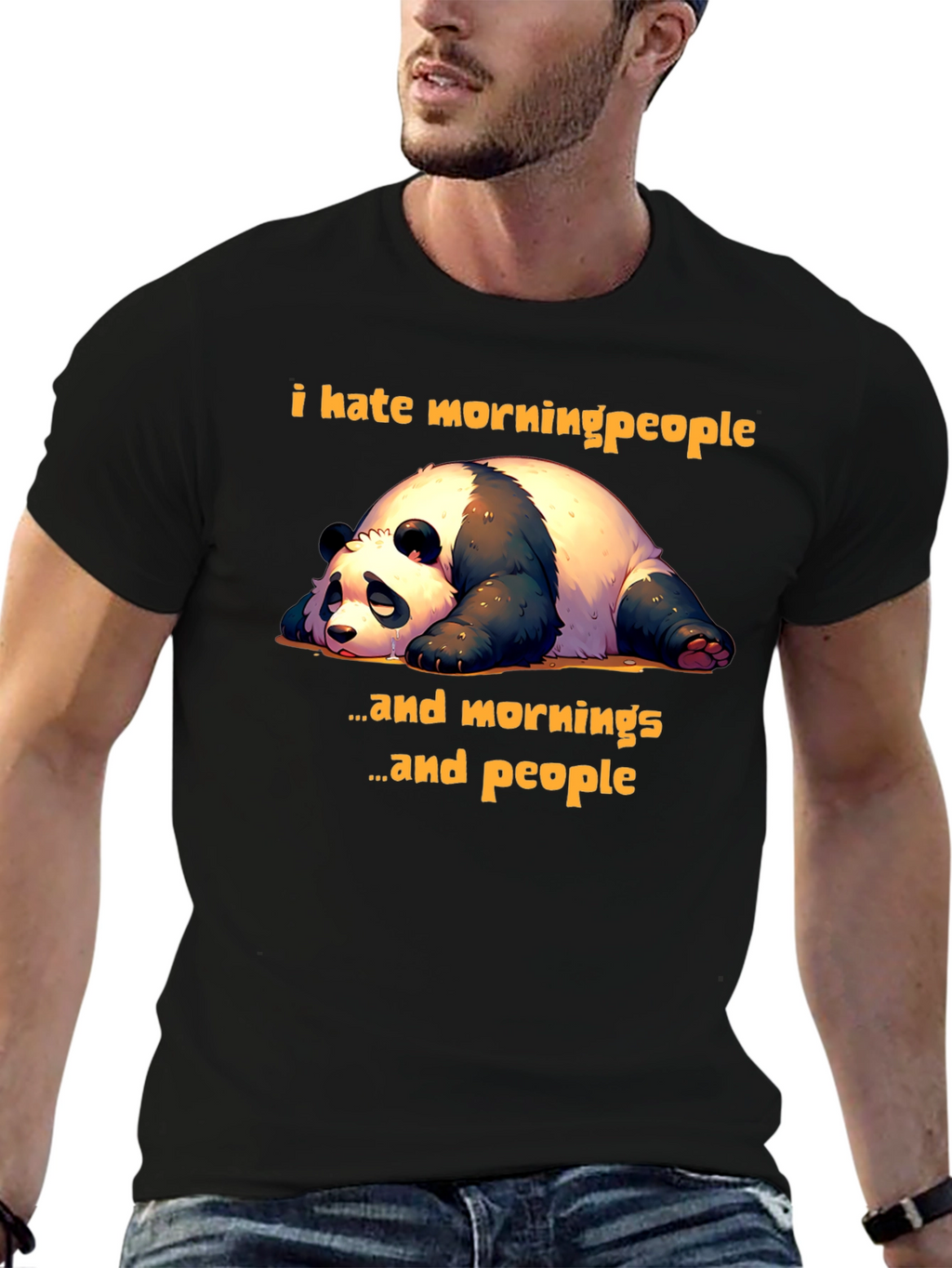 Funny Panda T-Shirt: I Hate Morning People