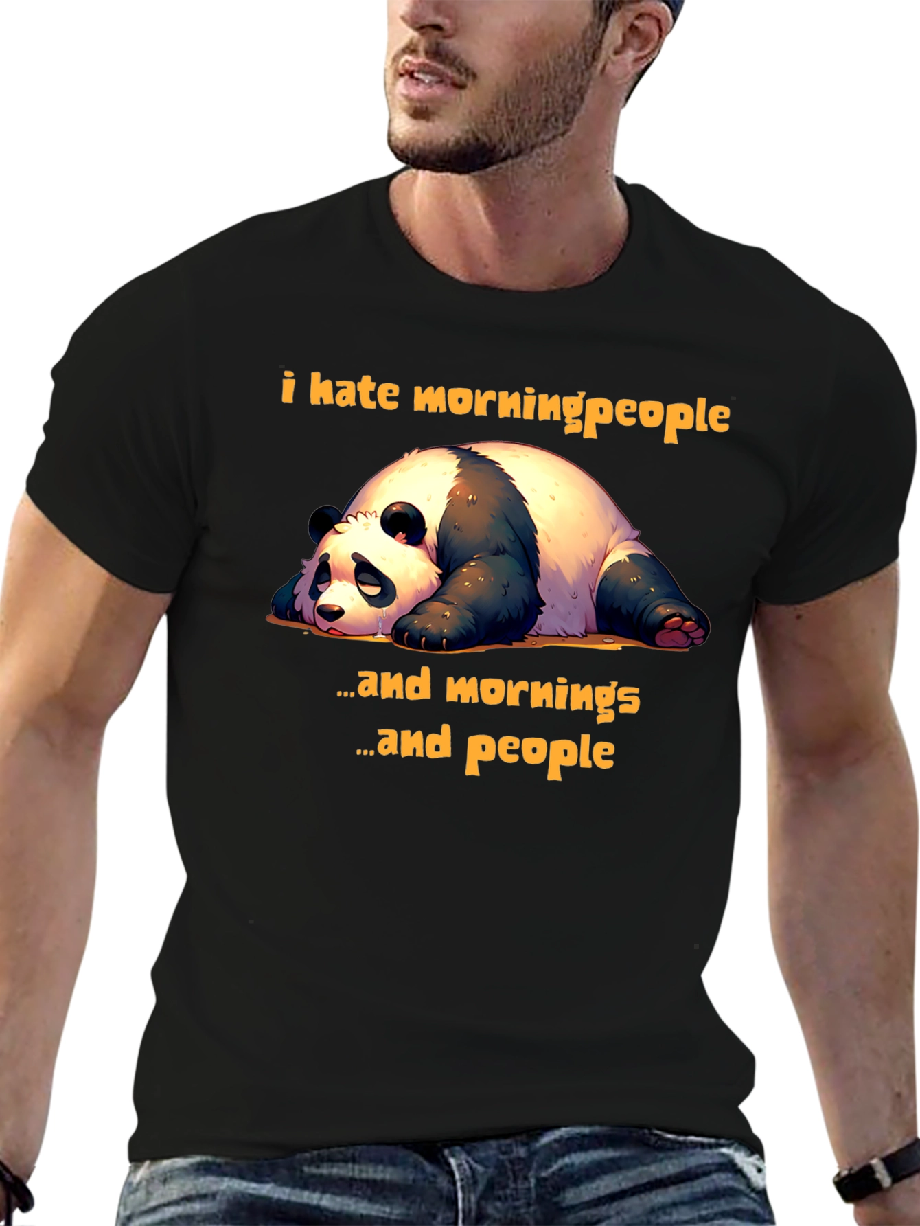 Funny Panda T-Shirt: I Hate Morning People