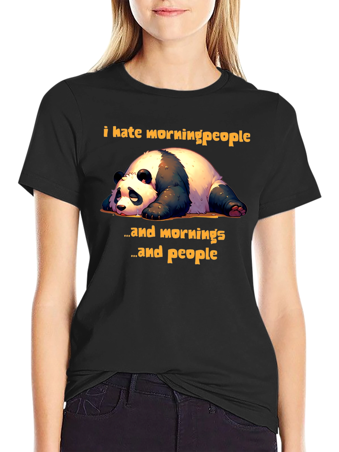 Funny Panda T-Shirt: I Hate Morning People