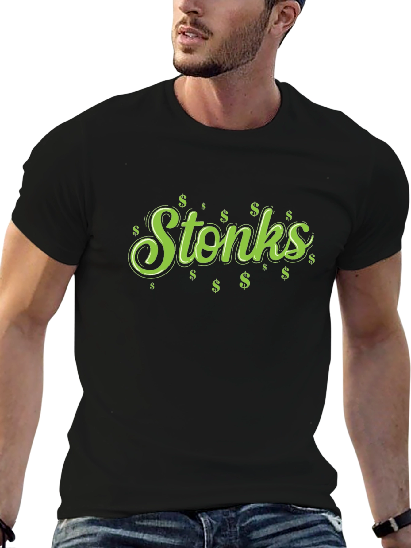 Stonks Graphic Tee - Trendy Investment Meme Shirt