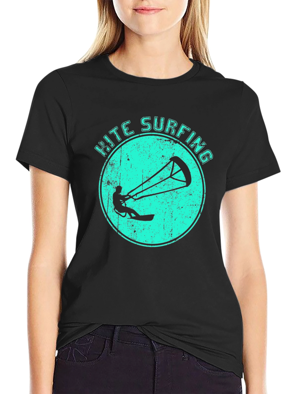 Kite Surfing Black Graphic Tee