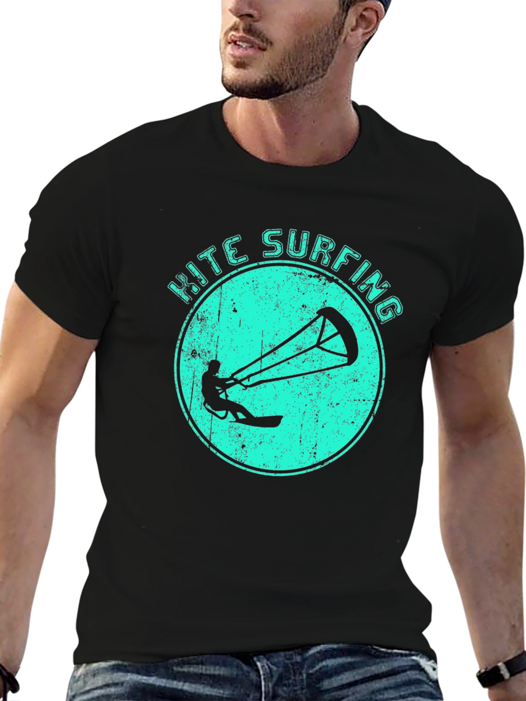 Kite Surfing Black Graphic Tee