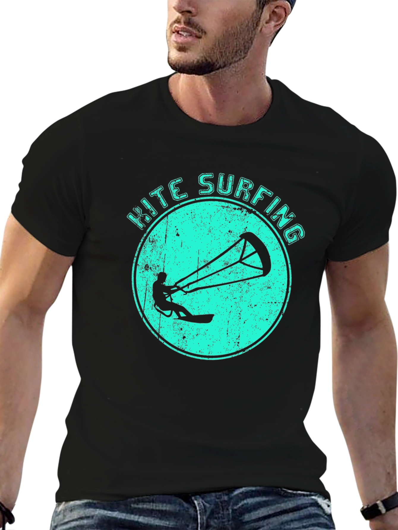 Kite Surfing Black Graphic Tee