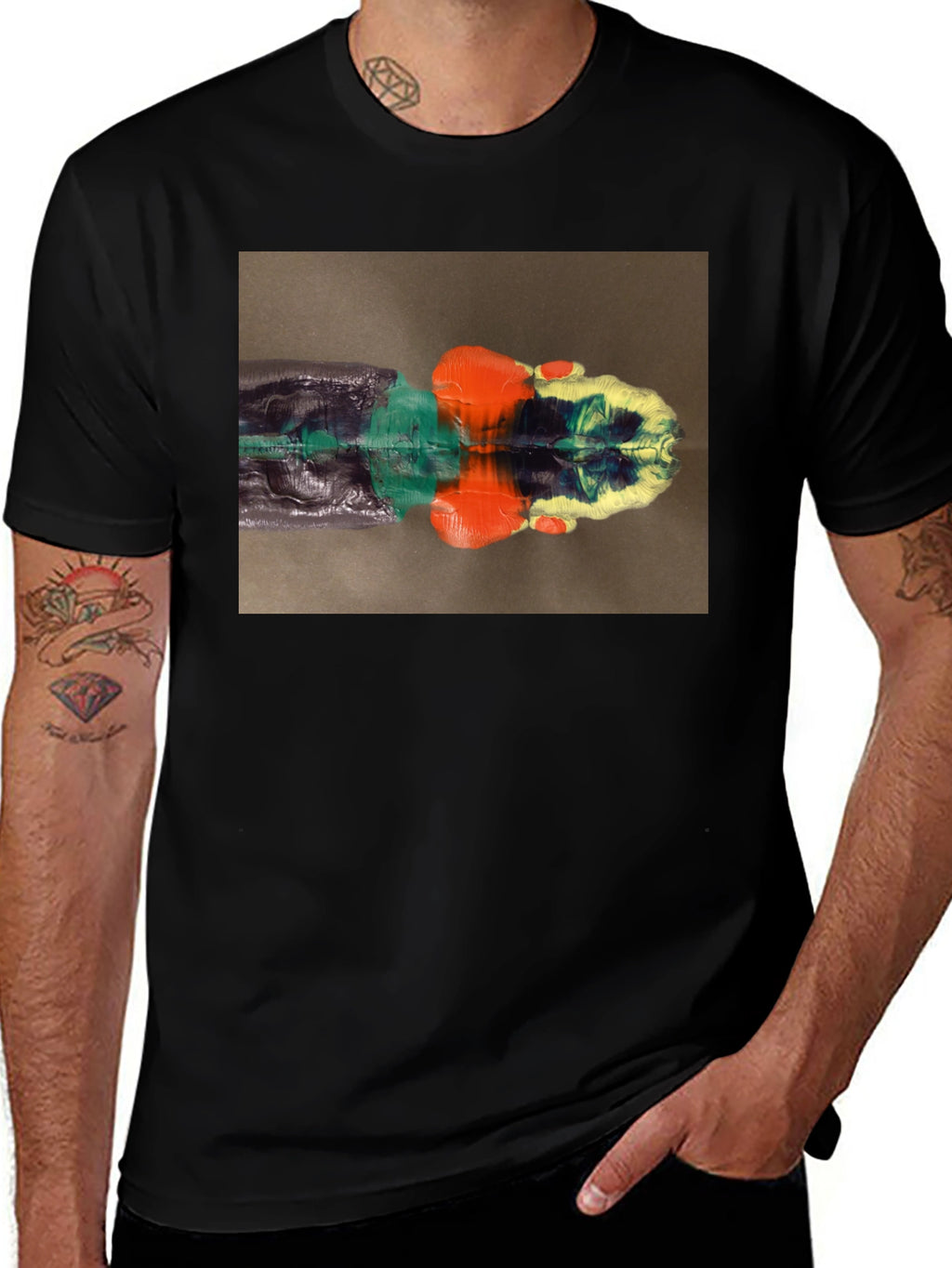 Abstract Reflection Graphic Tee - Black