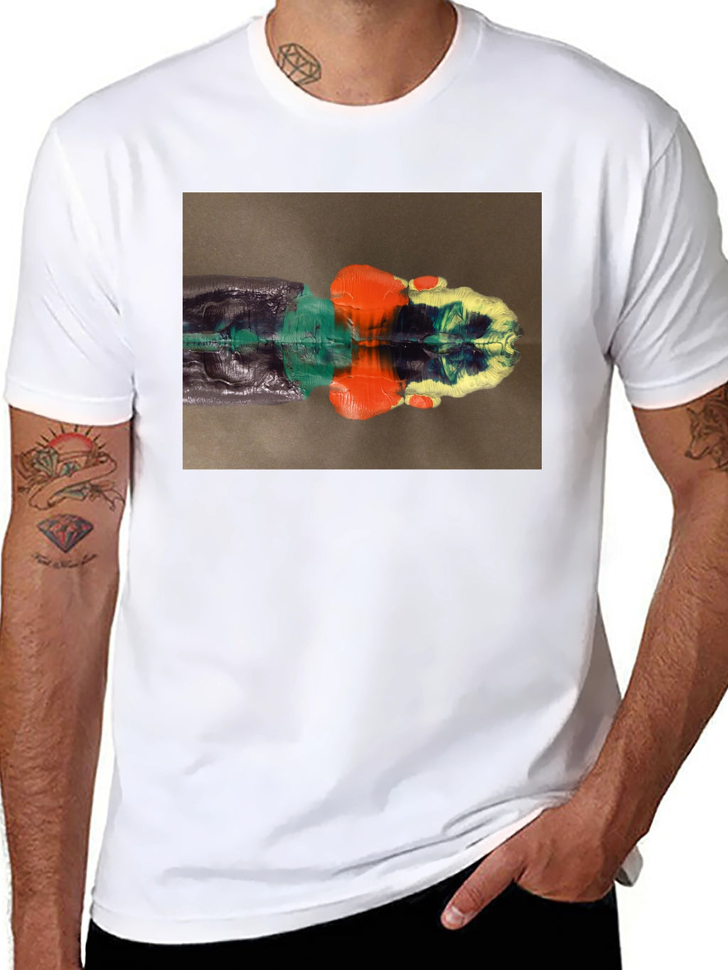 Abstract Reflection Graphic Tee - Black