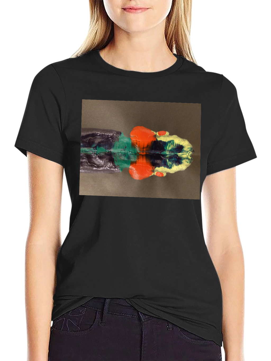 Abstract Reflection Graphic Tee - Black
