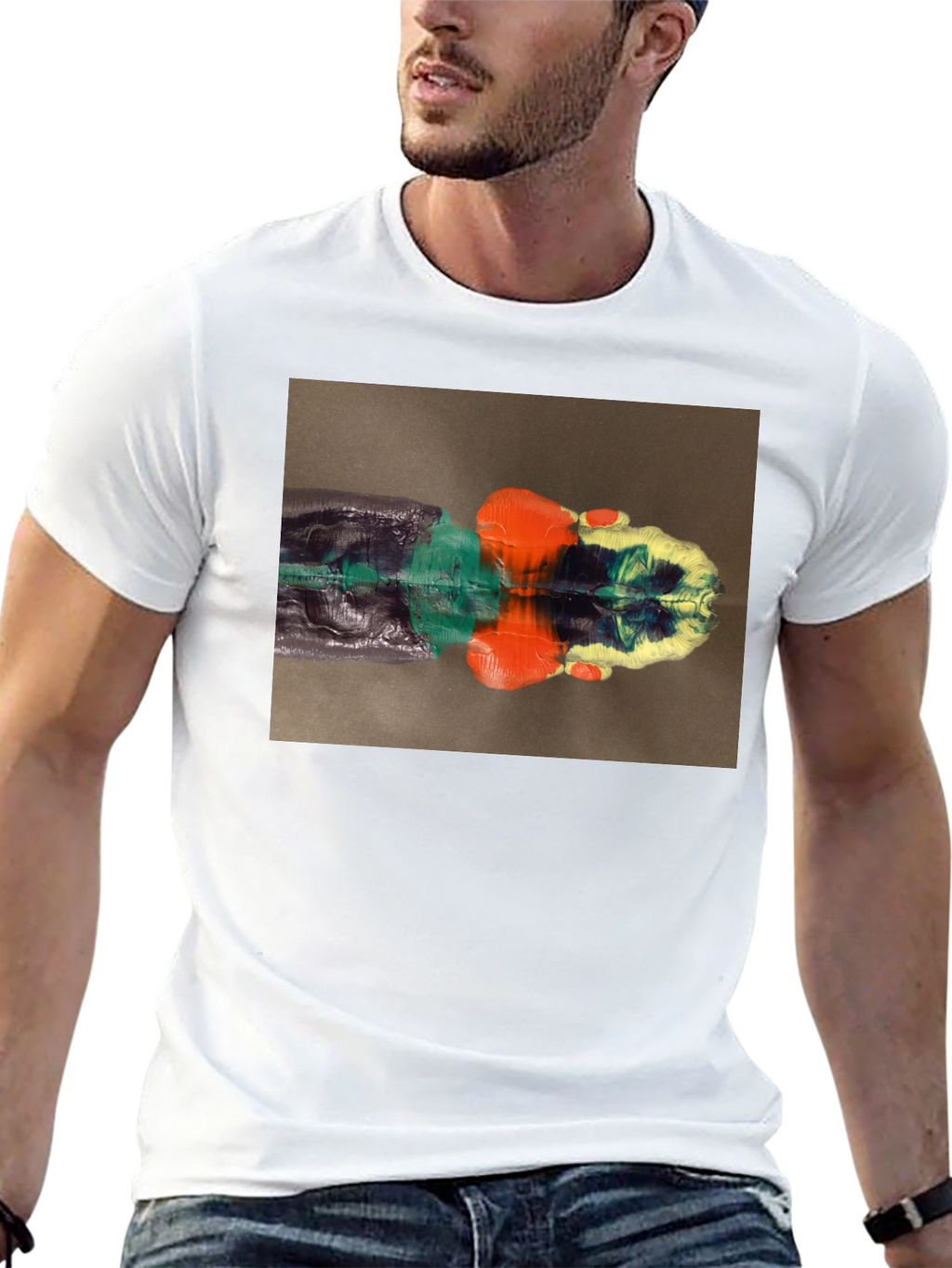 Abstract Reflection Graphic Tee - Black