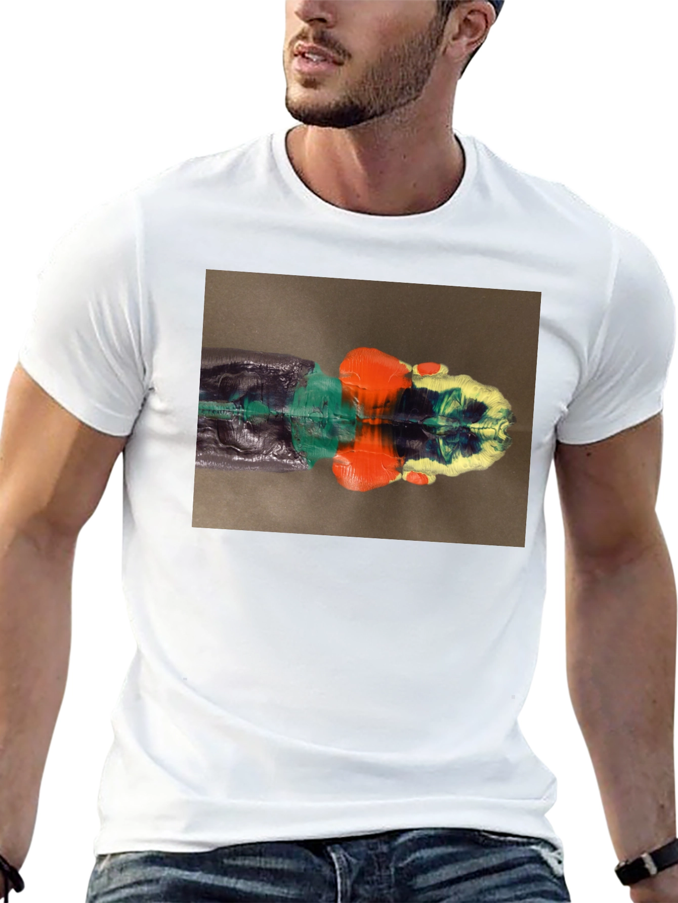 Abstract Reflection Graphic Tee - Black