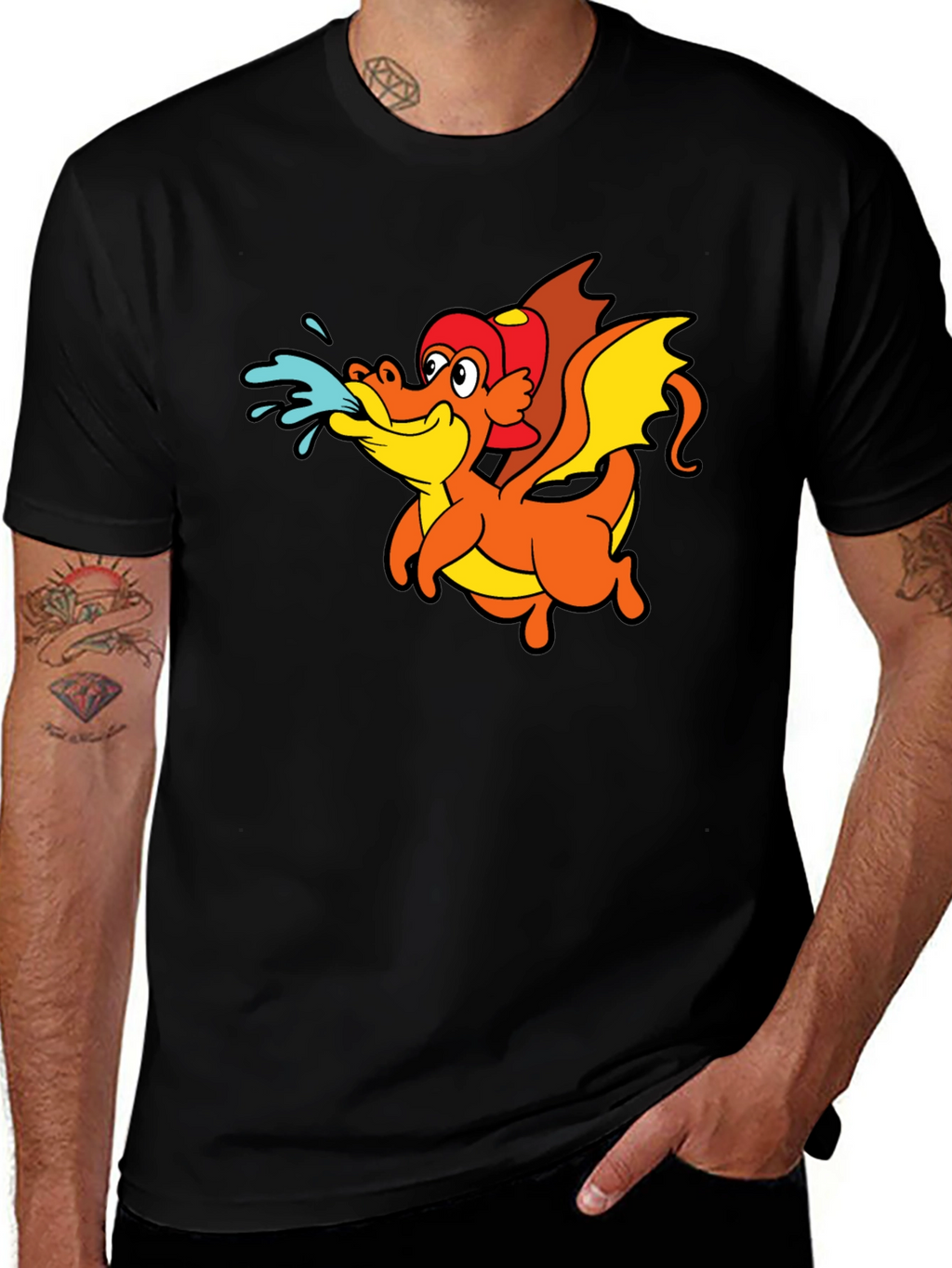 Dragon Graphic T-Shirt - Fun Firefighter Style