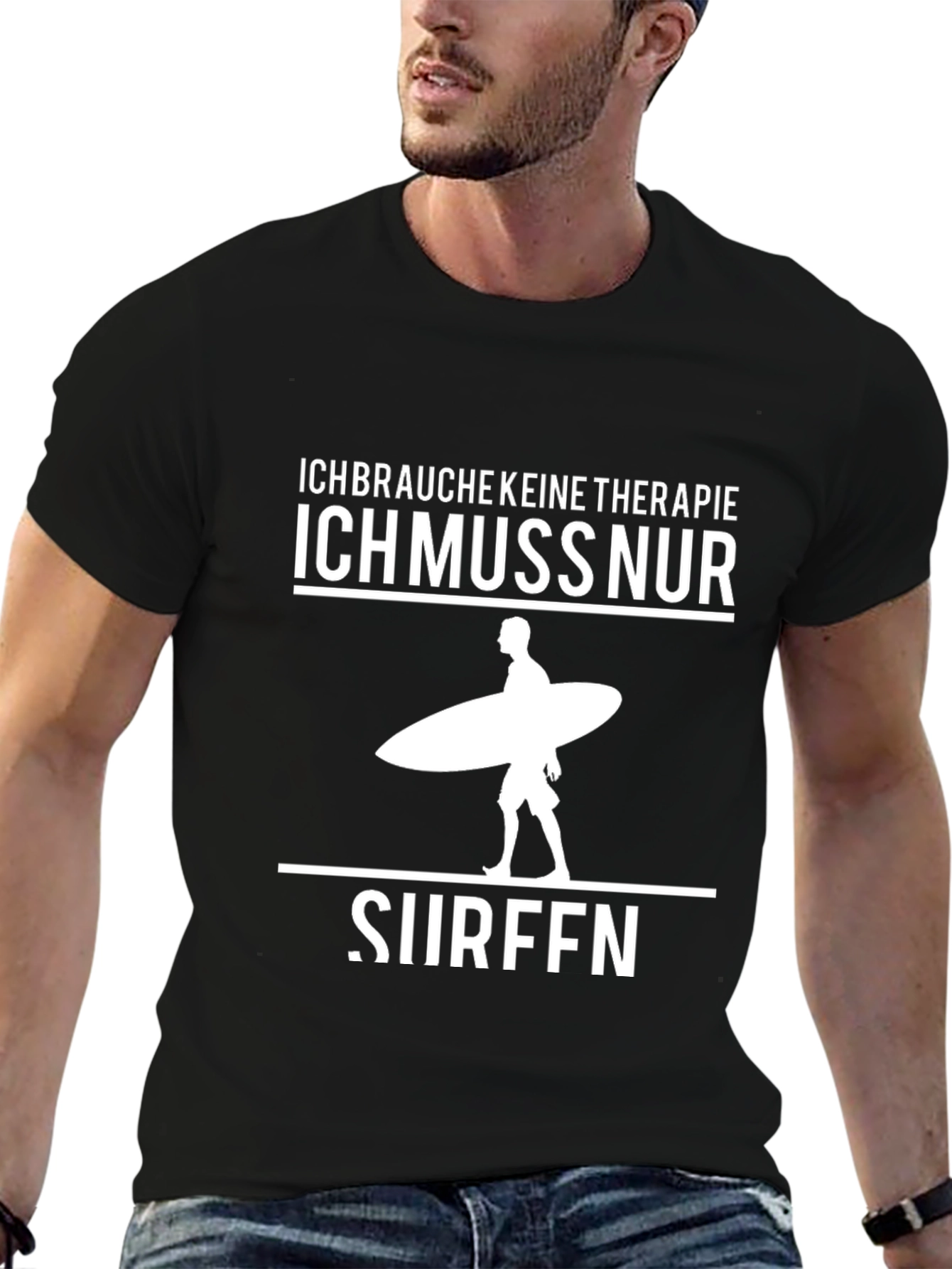 Ich Muss Nur Surfen Black T-Shirt