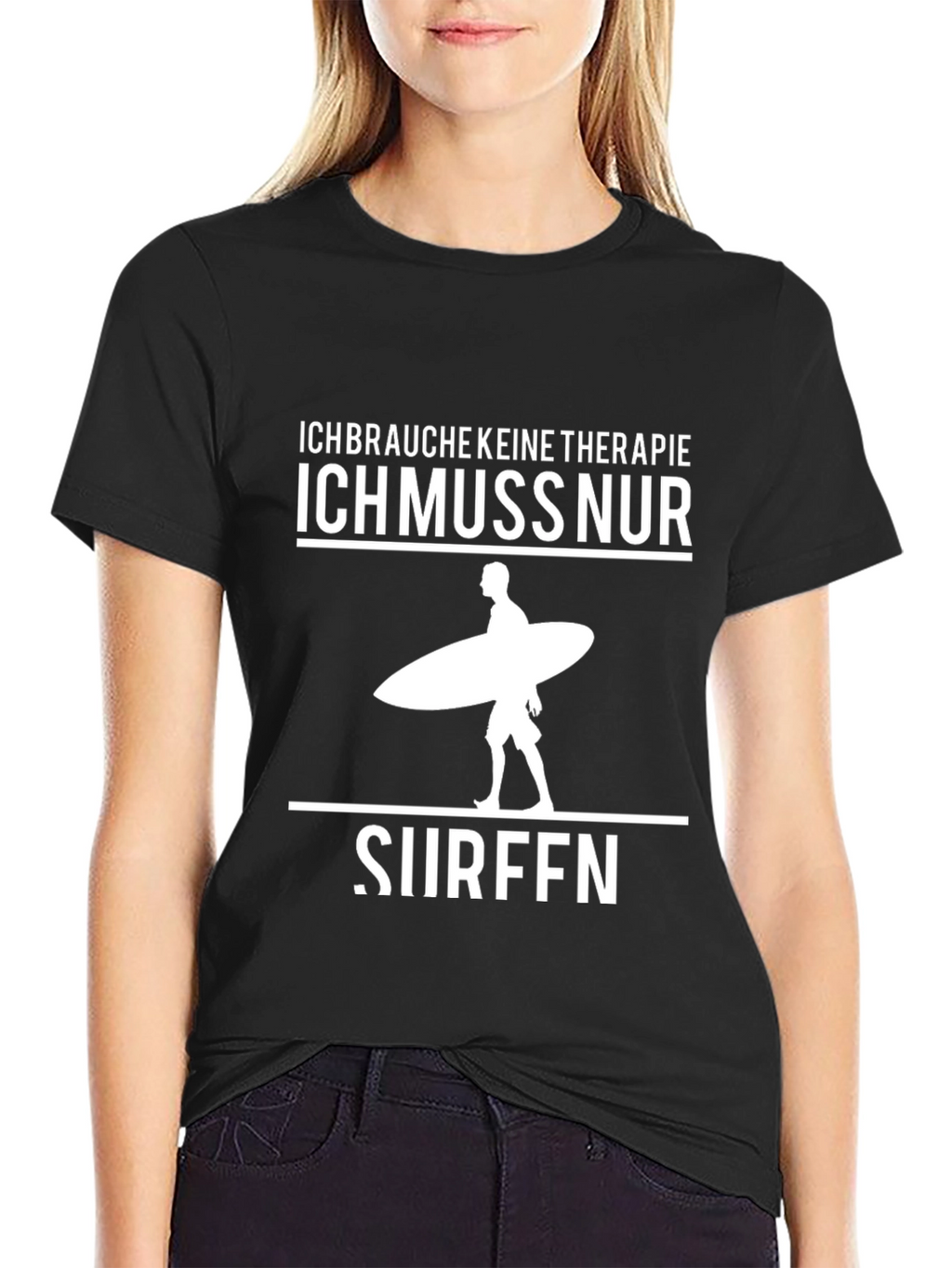 Ich Muss Nur Surfen Black T-Shirt