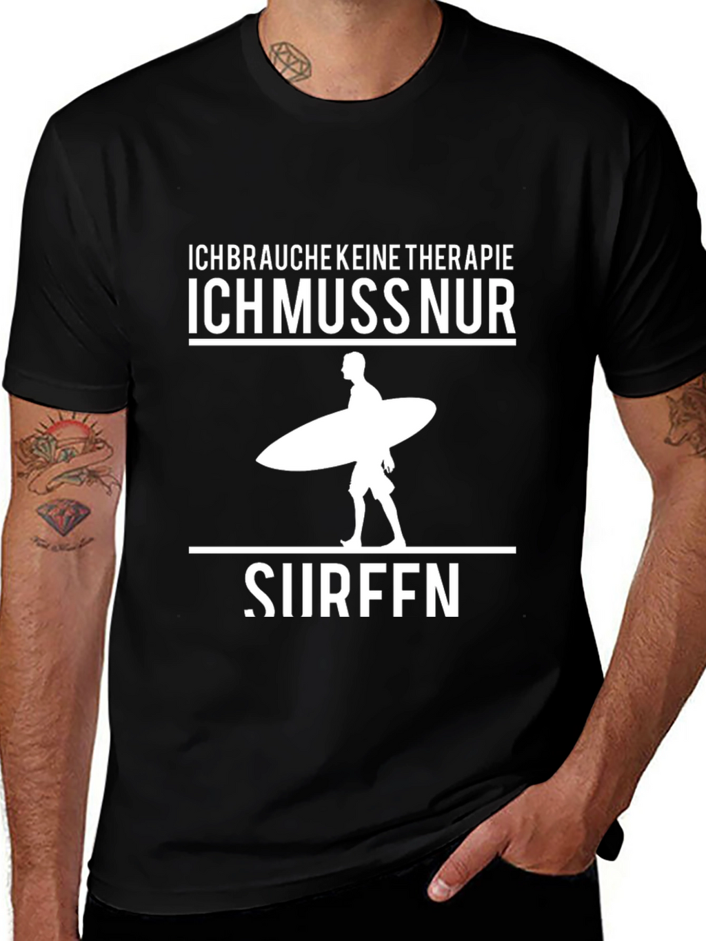 Ich Muss Nur Surfen Black T-Shirt