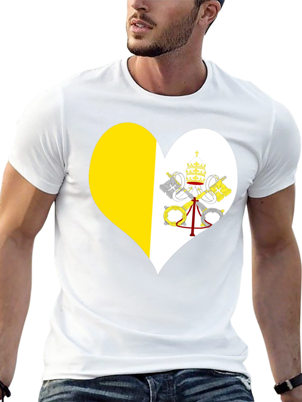 Vatican City Heart Flag T-Shirt - Black