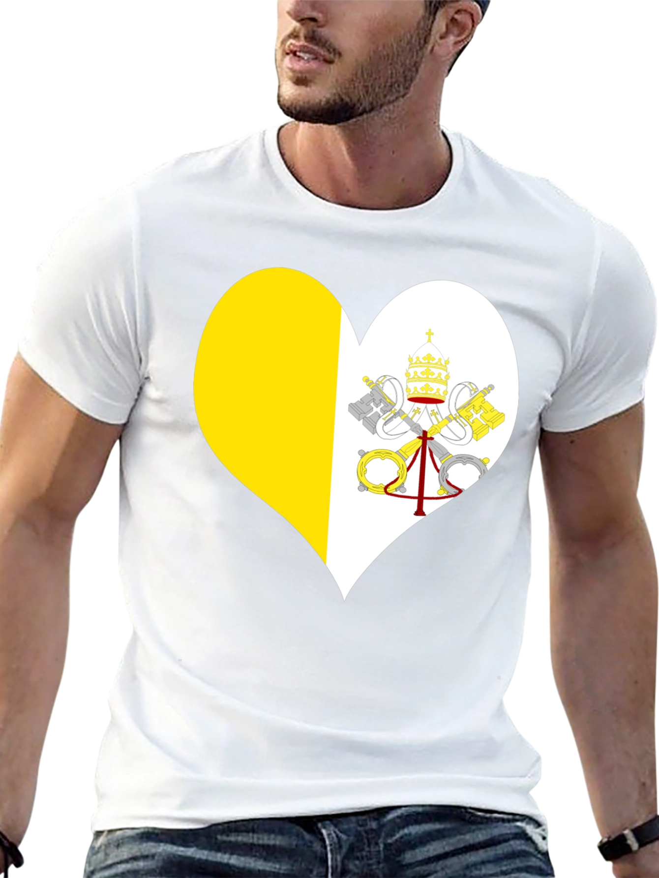Vatican City Heart Flag T-Shirt - Black