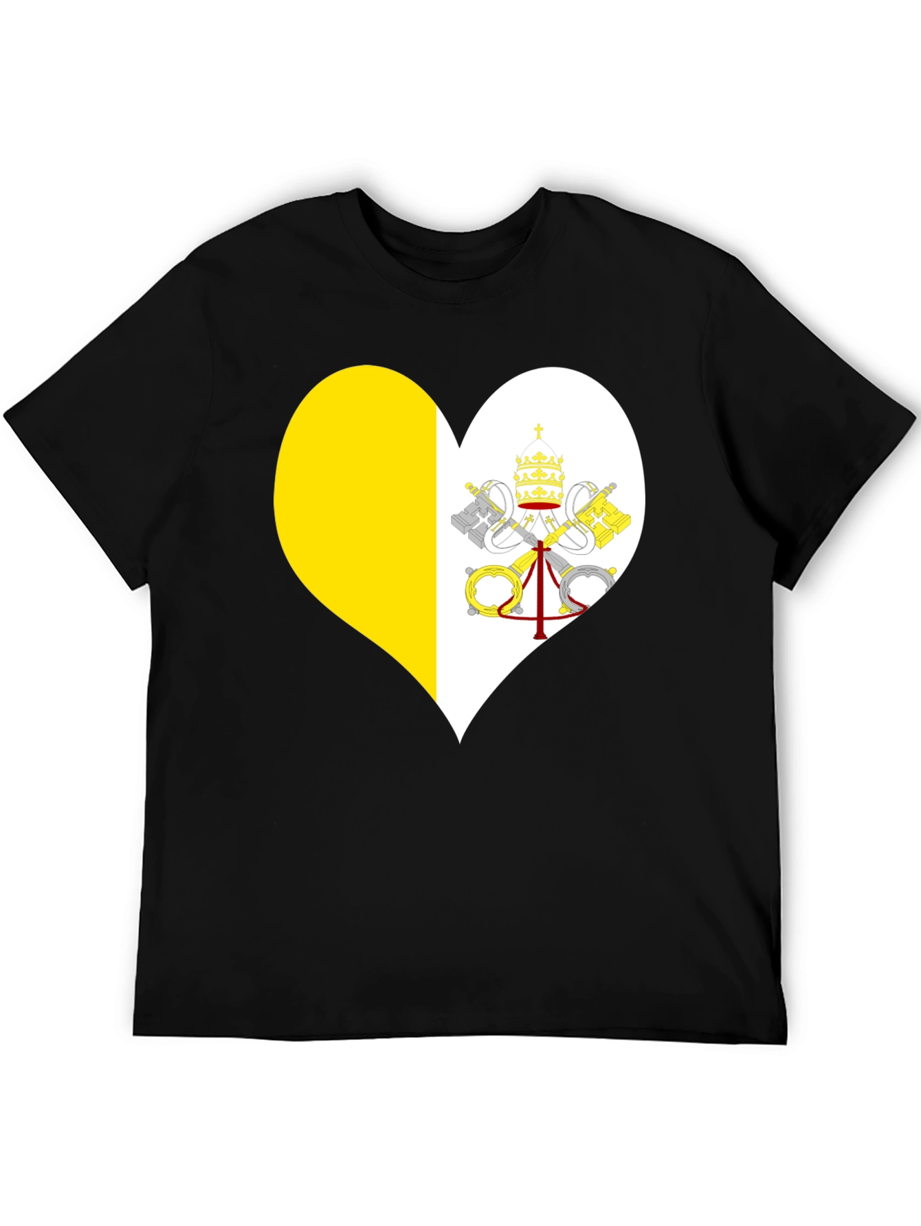 Vatican City Heart Flag T-Shirt - Black