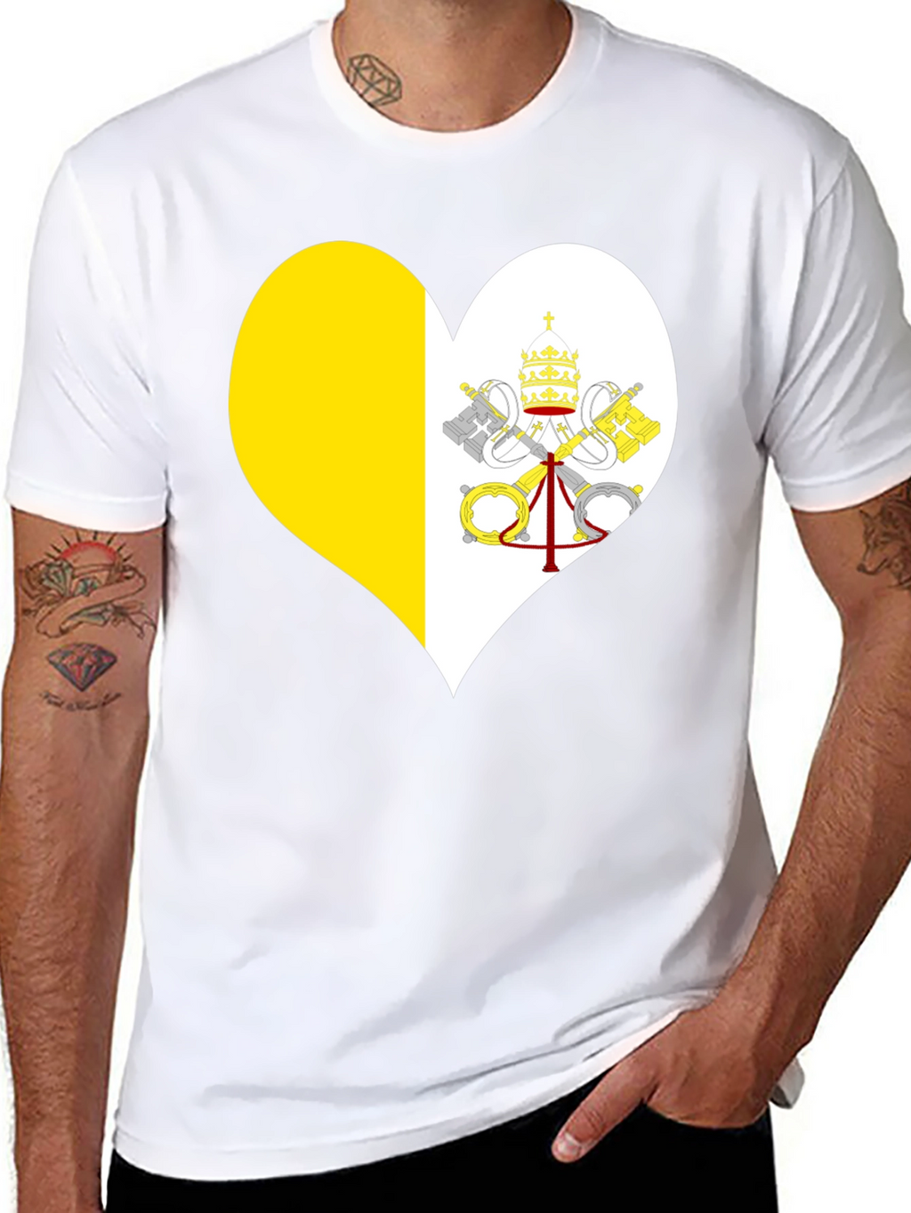 Vatican City Heart Flag T-Shirt - Black