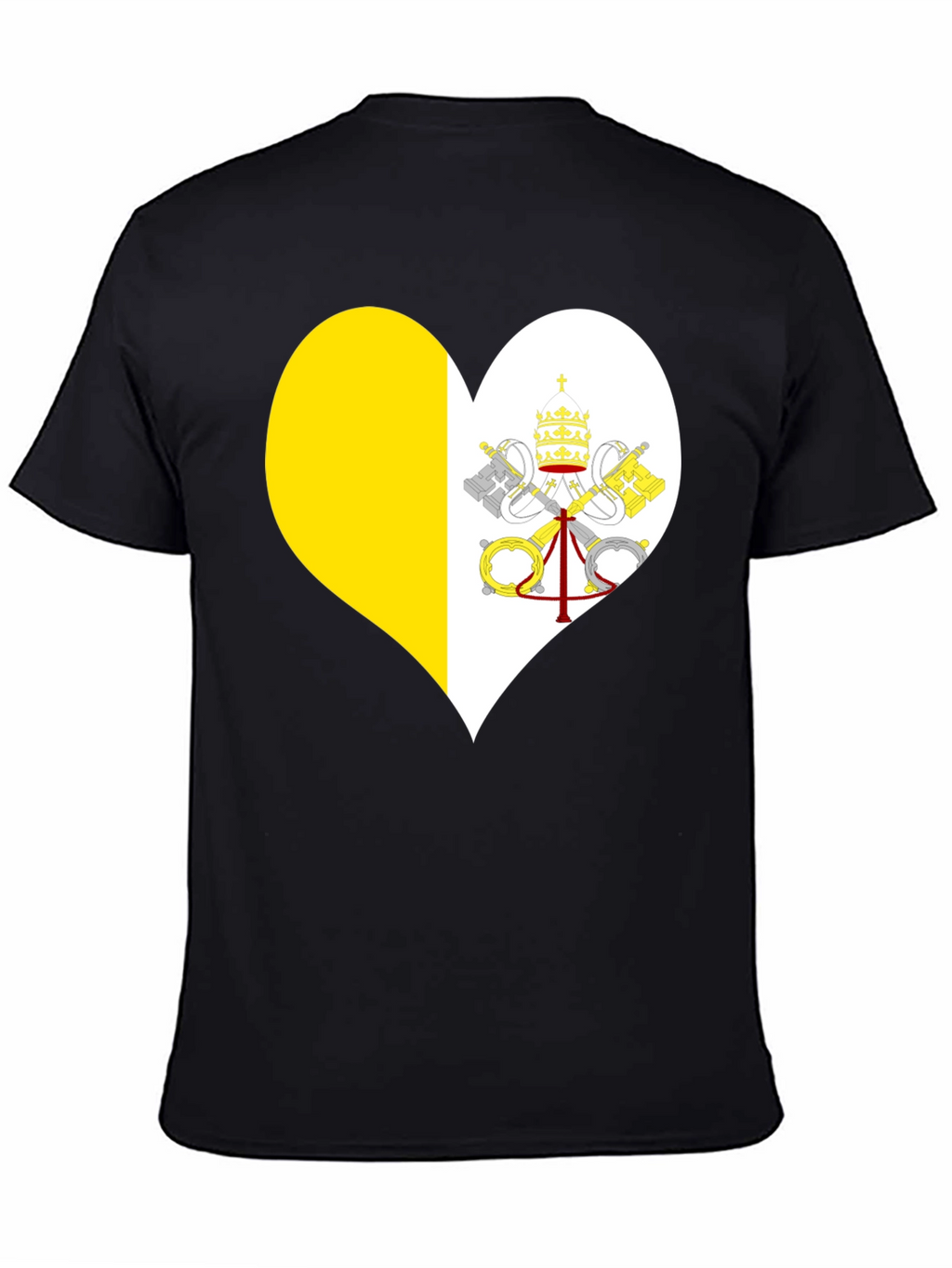 Vatican City Heart Flag T-Shirt - Black