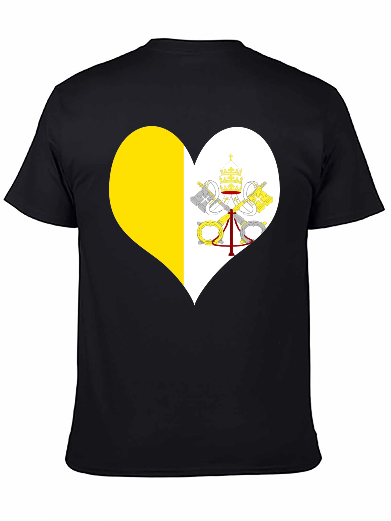 Vatican City Heart Flag T-Shirt - Black