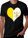 Vatican City Heart Flag T-Shirt - Black