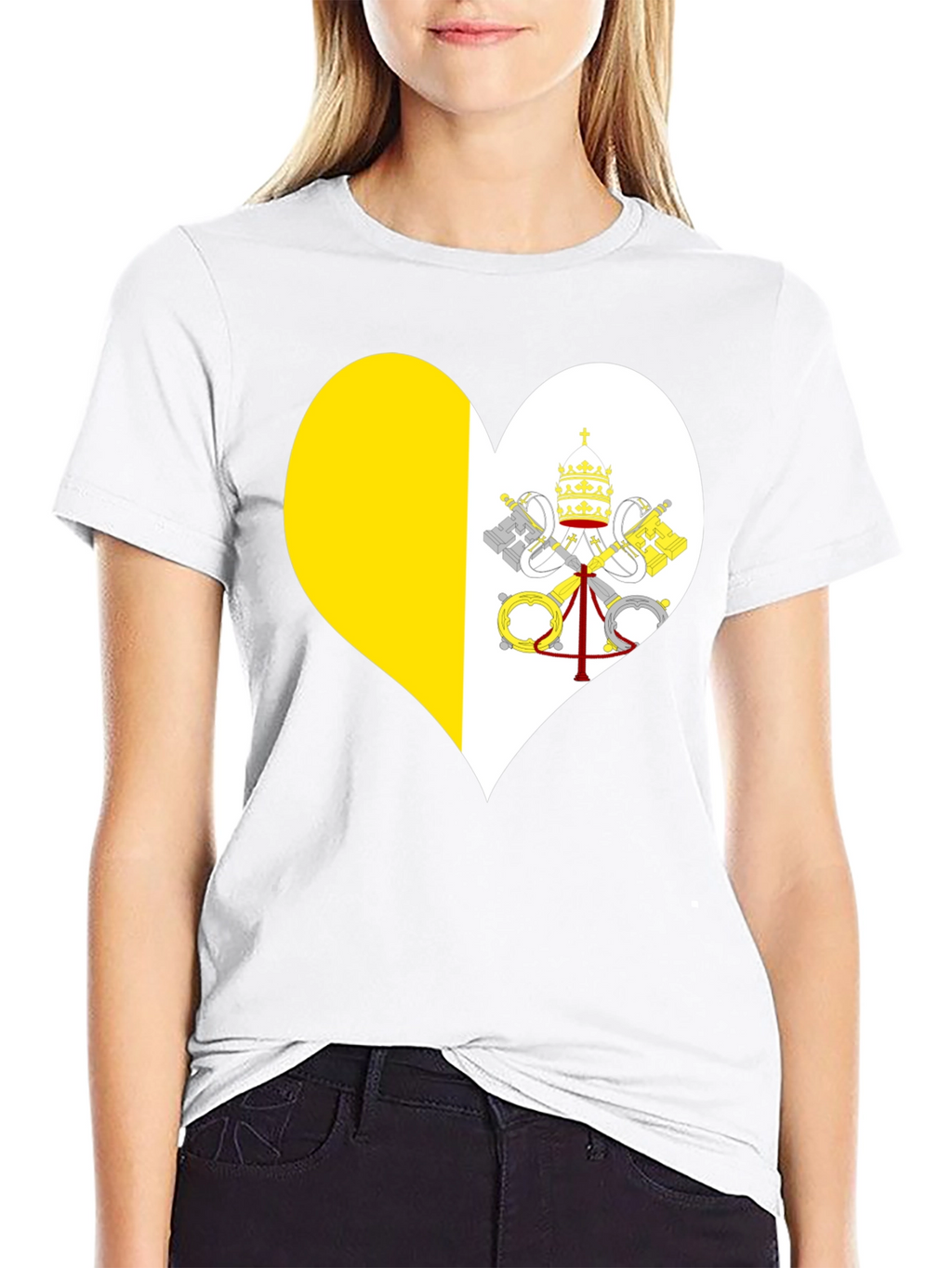 Vatican City Heart Flag T-Shirt - Black