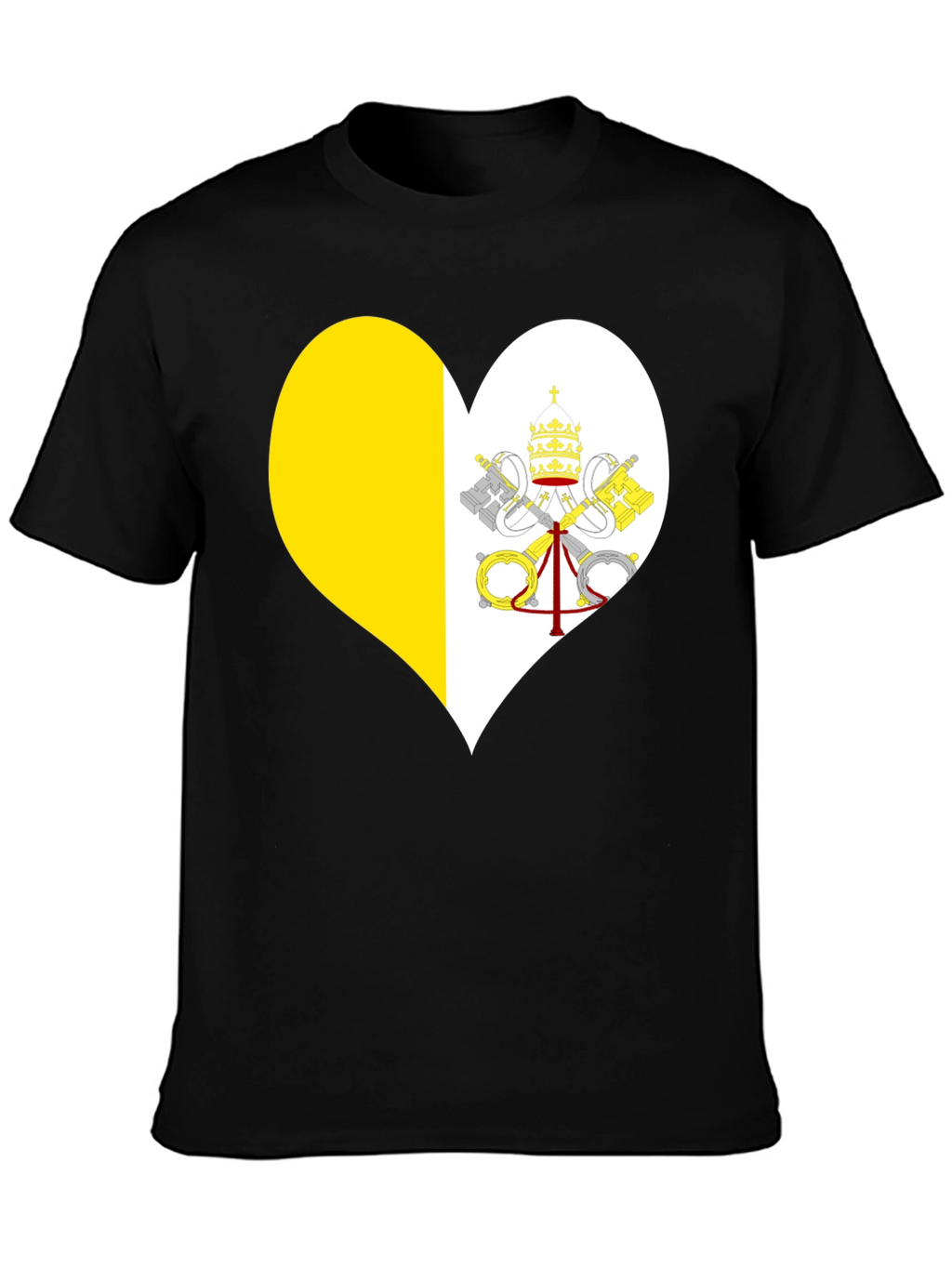 Vatican City Heart Flag T-Shirt - Black