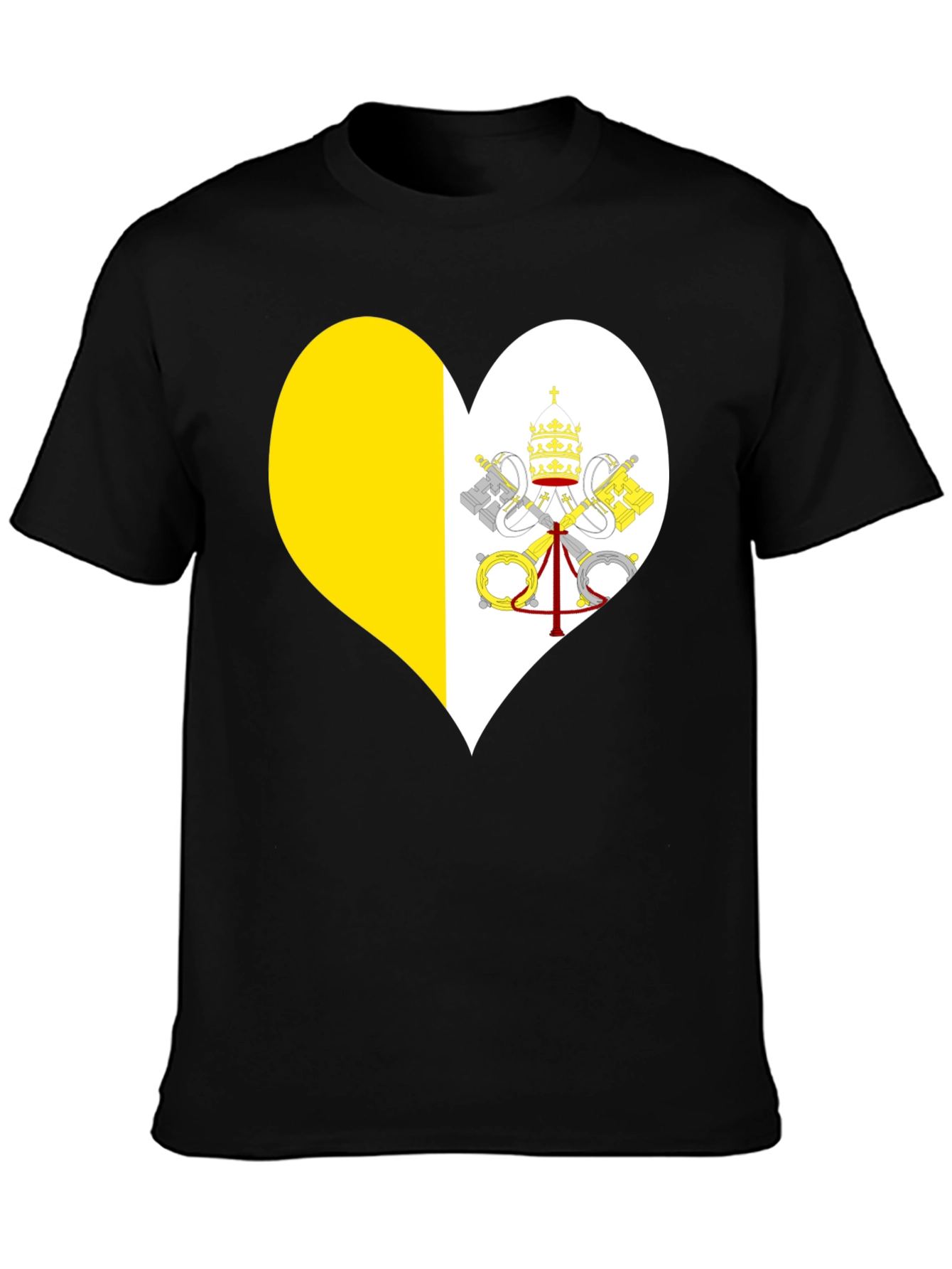 Vatican City Heart Flag T-Shirt - Black