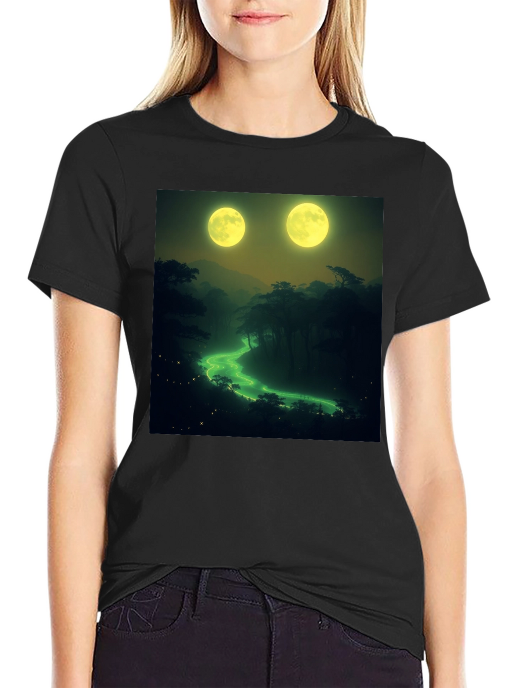 Two Moons River T-Shirt - Nature Graphic Tee