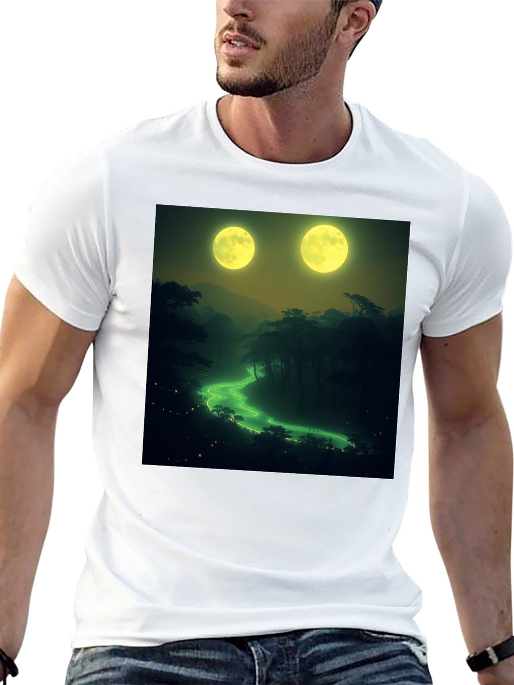 Two Moons River T-Shirt - Nature Graphic Tee