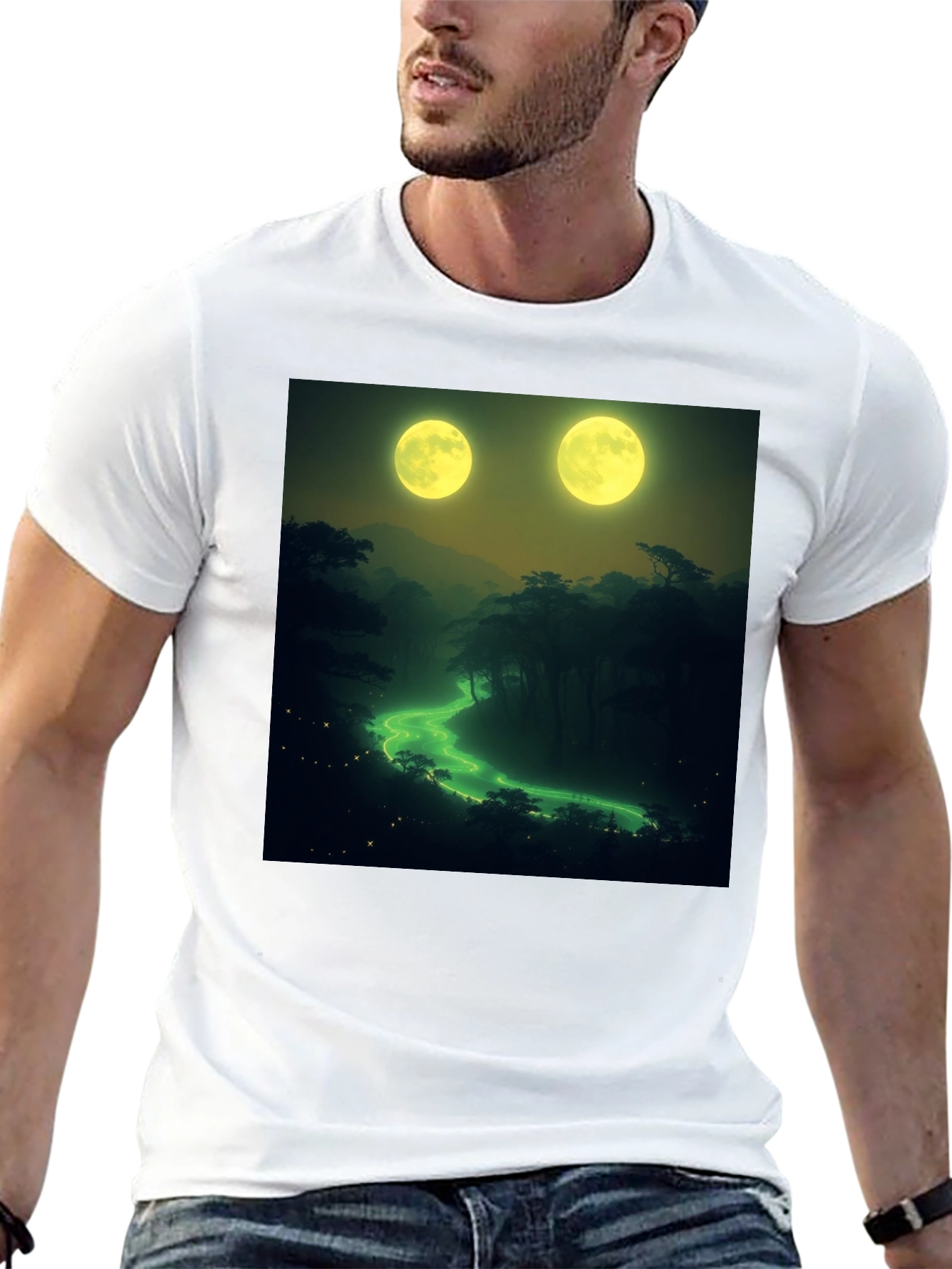 Two Moons River T-Shirt - Nature Graphic Tee
