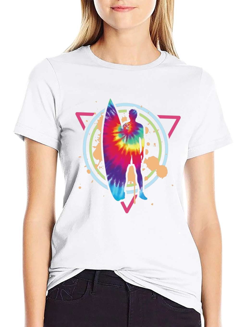 Tie Dye Surfer Graphic Tee - Retro Style