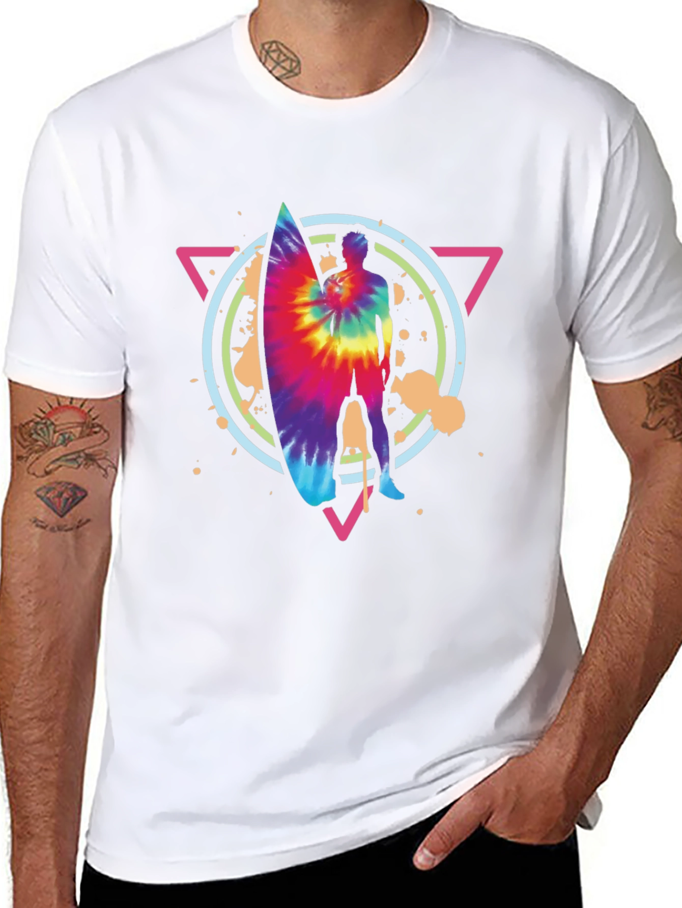 Tie Dye Surfer Graphic Tee - Retro Style