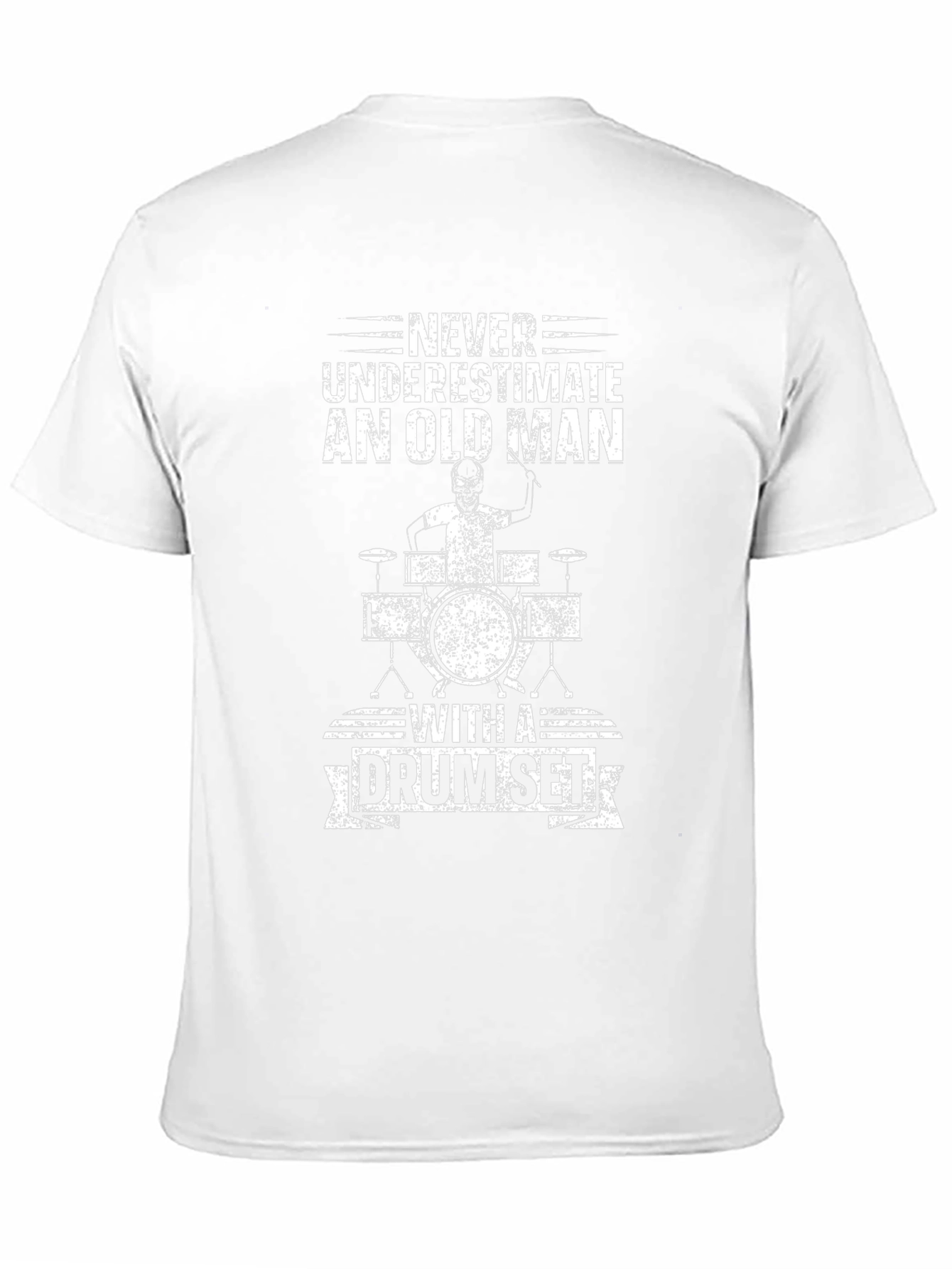 Never Underestimate Old Man Drum Set Black T-Shirt