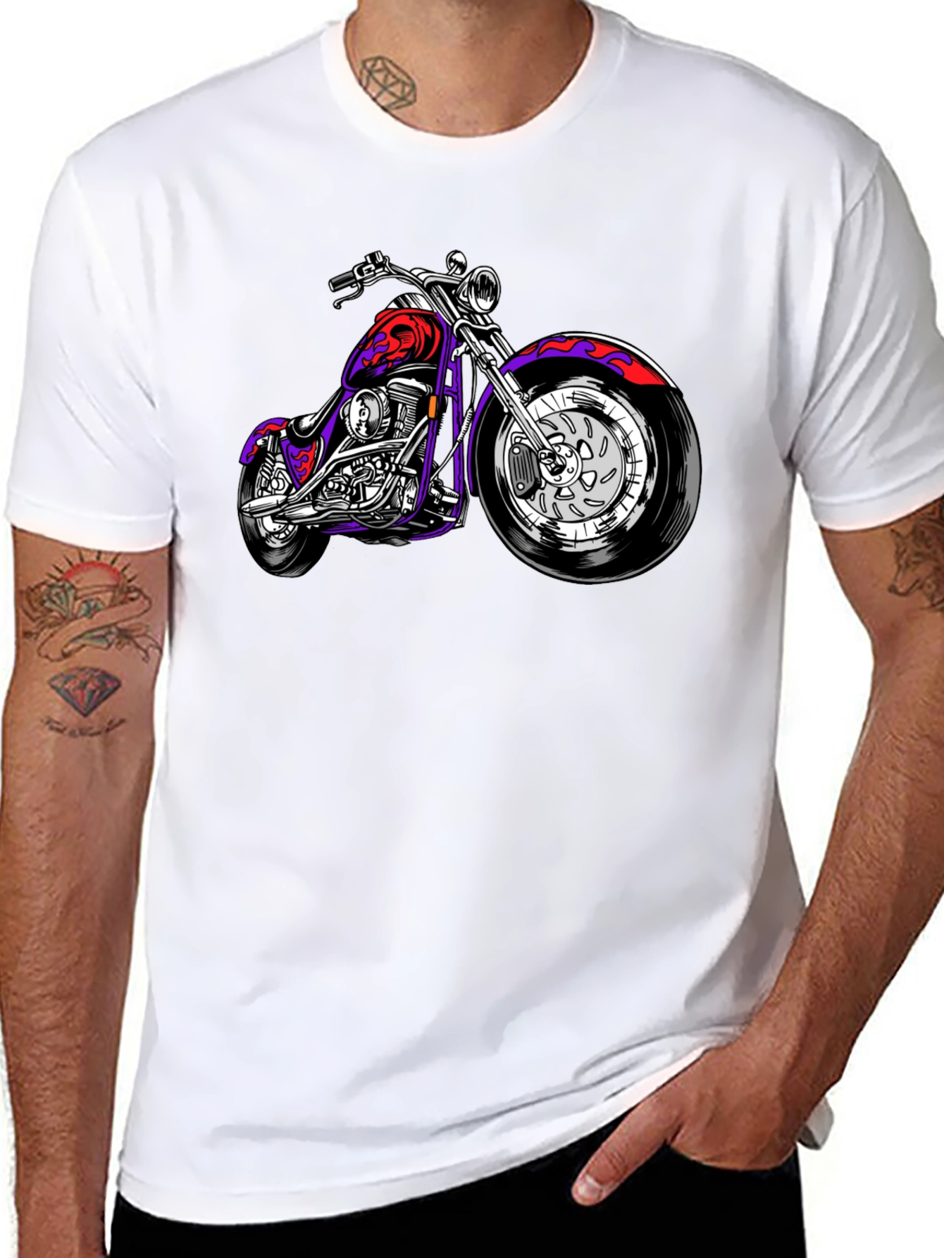 Cool Motorcycle Graphic Tee - Black