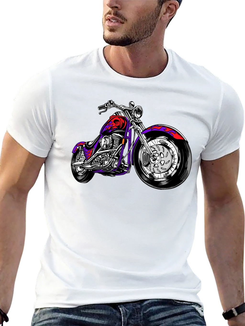 Cool Motorcycle Graphic Tee - Black