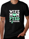 Wife Mom PTSD Warrior Graphic T-Shirt