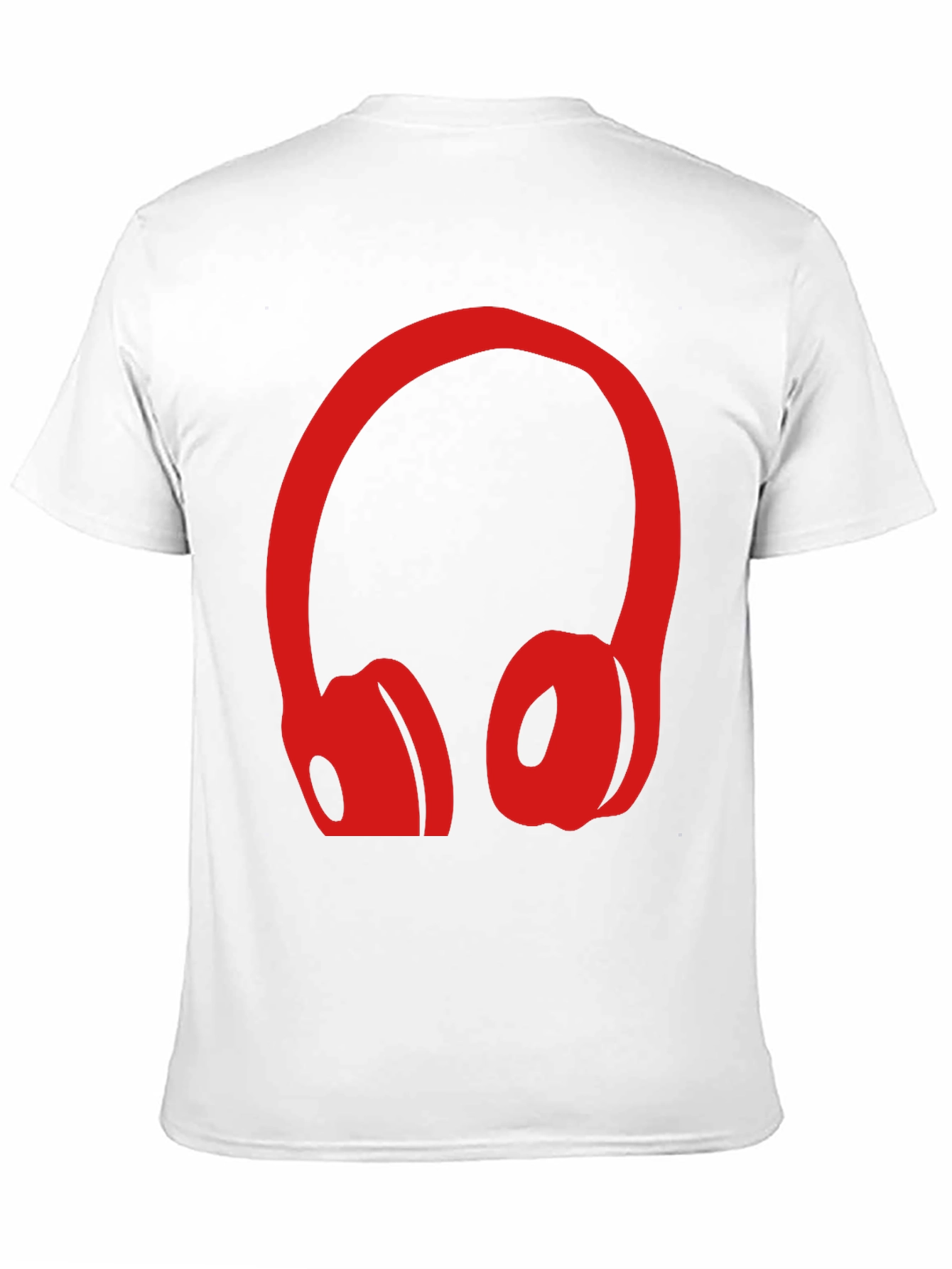Red Headphone Graphic Black T-Shirt