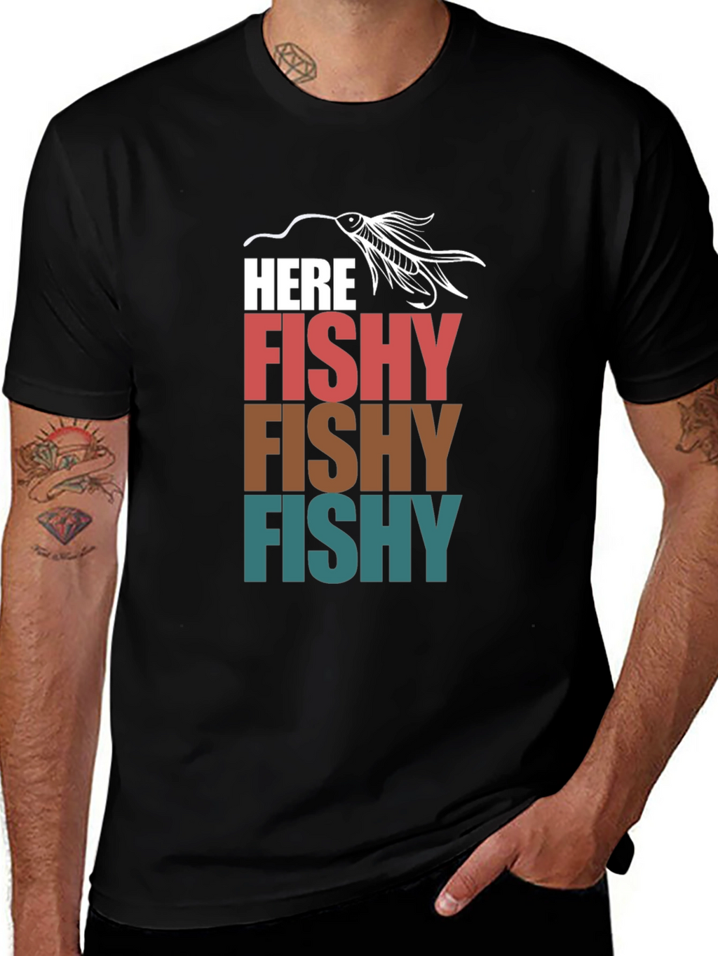 Here Fishy T-Shirt Fishing Lure Tee